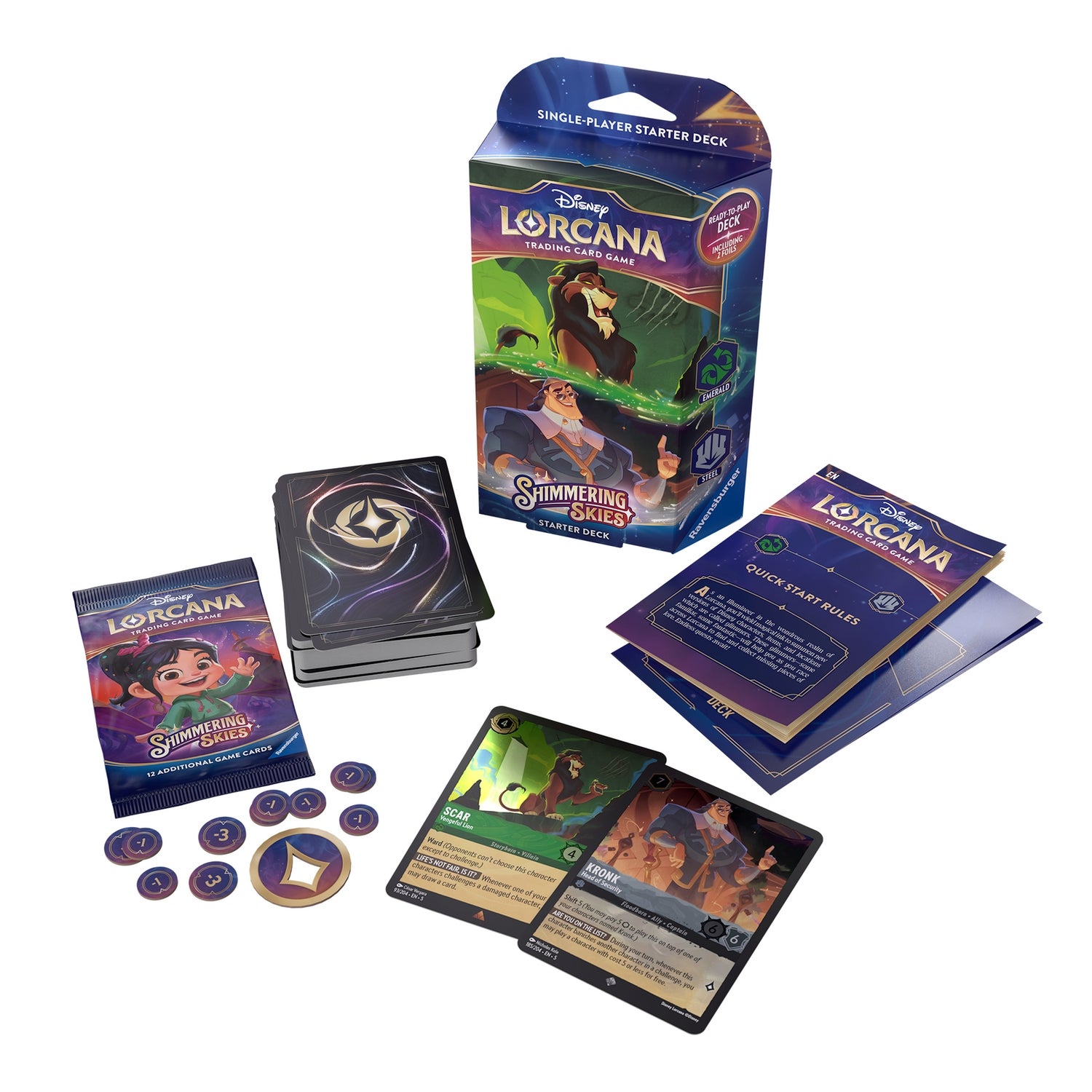 Disney Lorcana Trading Card Game Shimmering Skies Emerald and Steel Starter Deck