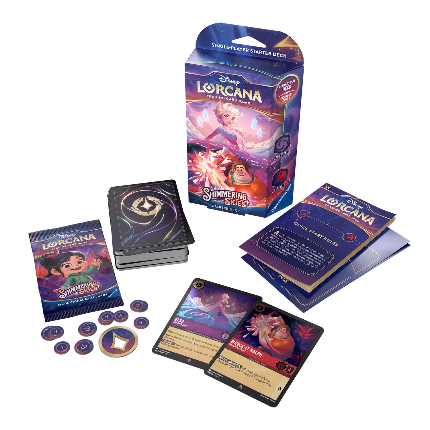 Disney Lorcana Trading Card Game Shimmering Skies Amethyst and Ruby Starter Deck
