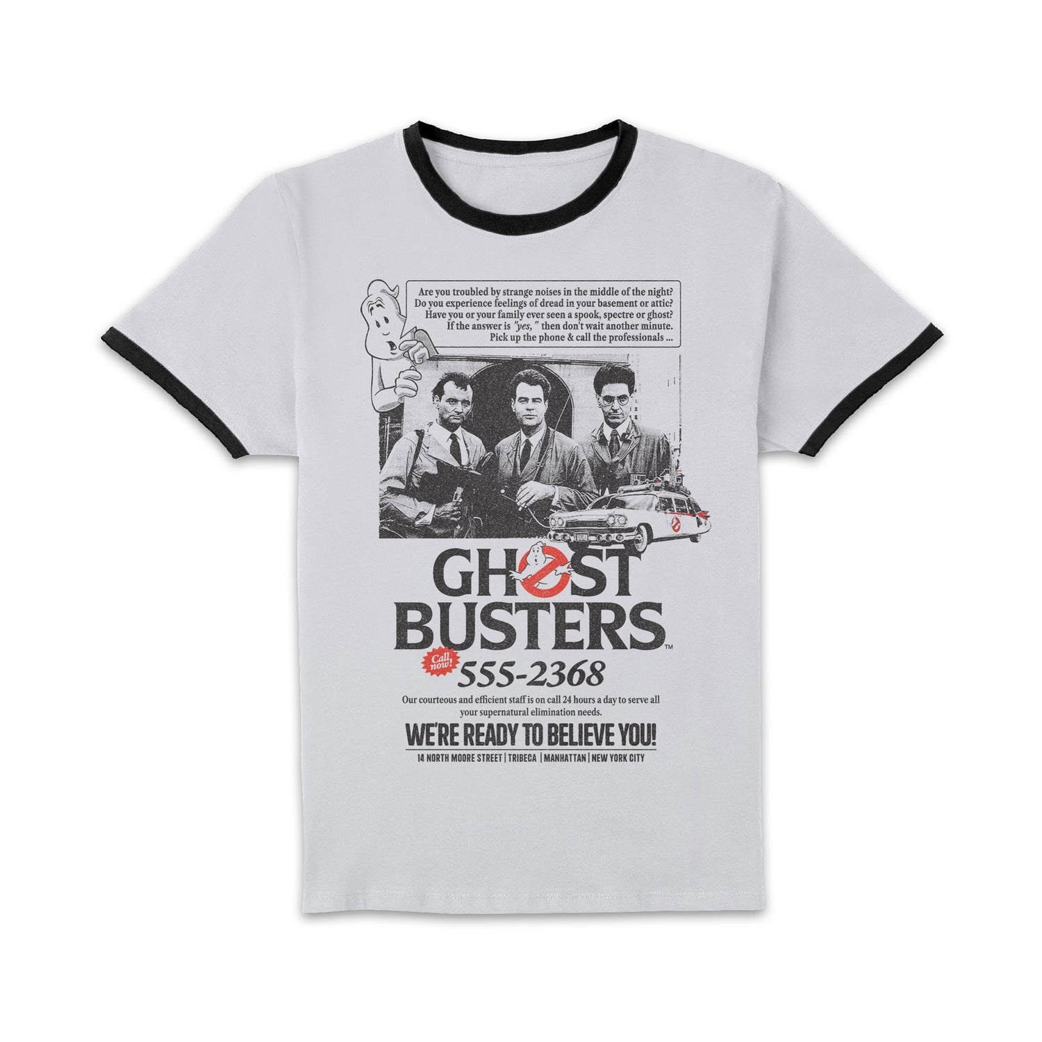 Ghostbusters Vintage Advert Unisex Ringer T-Shirt - White/Black