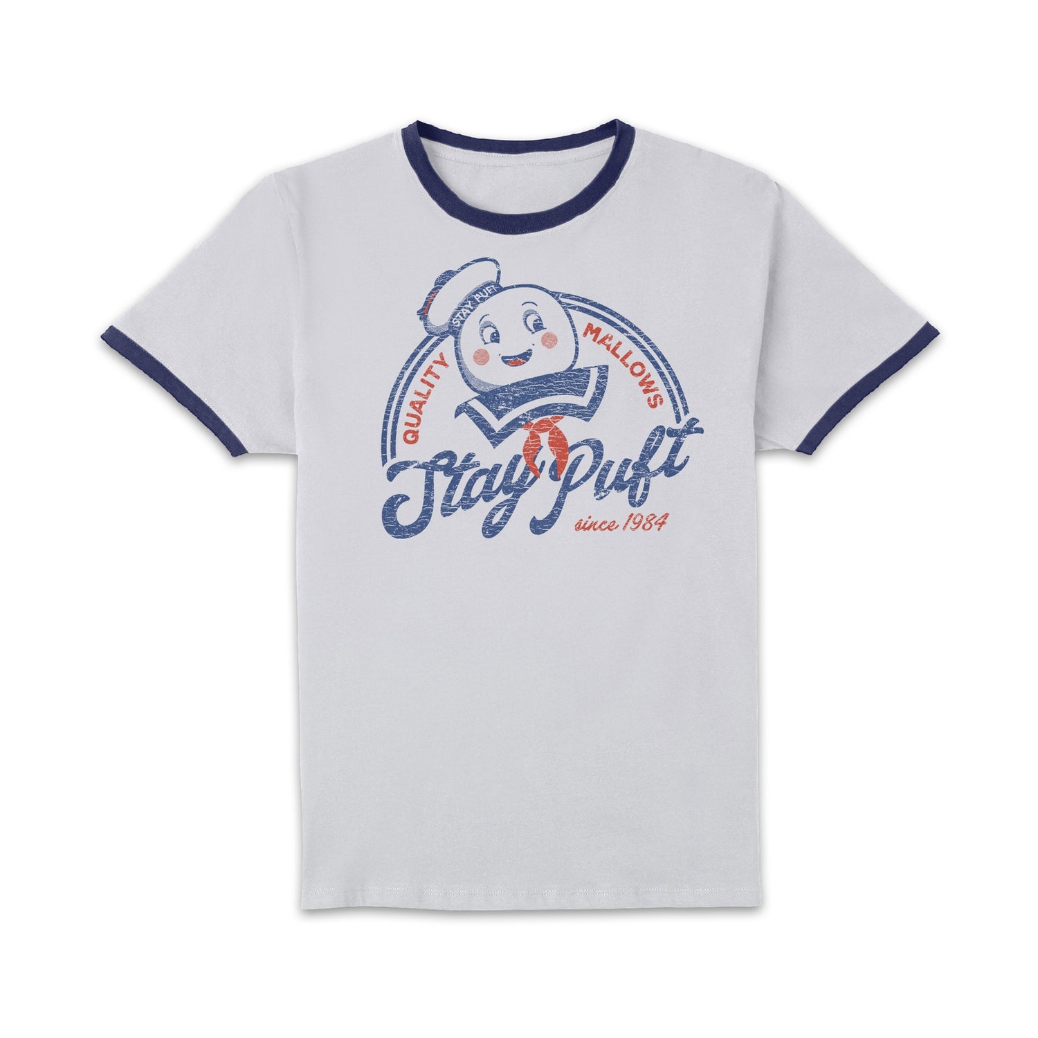 Ghostbusters Stay Puft Unisex Ringer T-Shirt - White/Navy