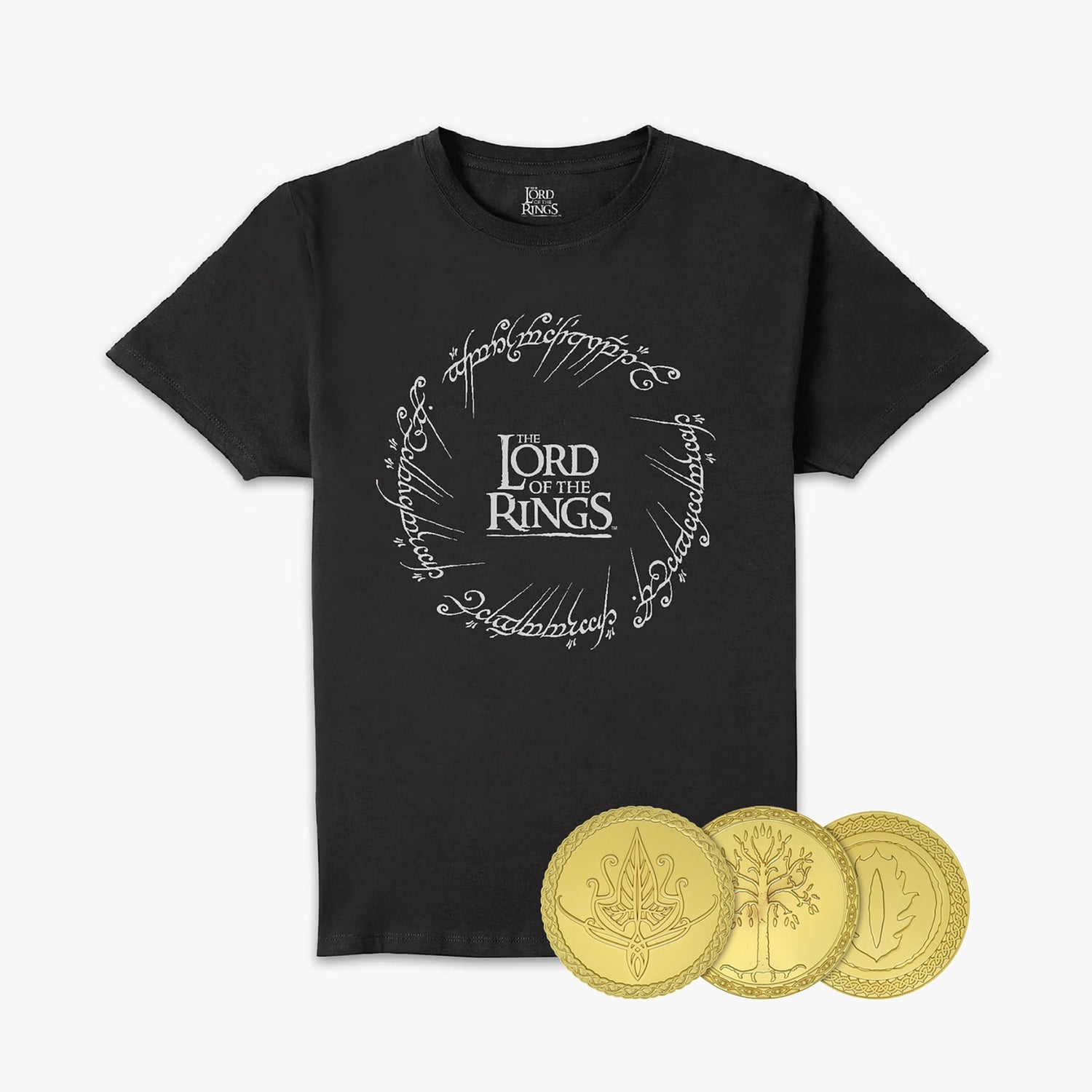 Lord Of The Rings Golden Coins & T-Shirt Bundle