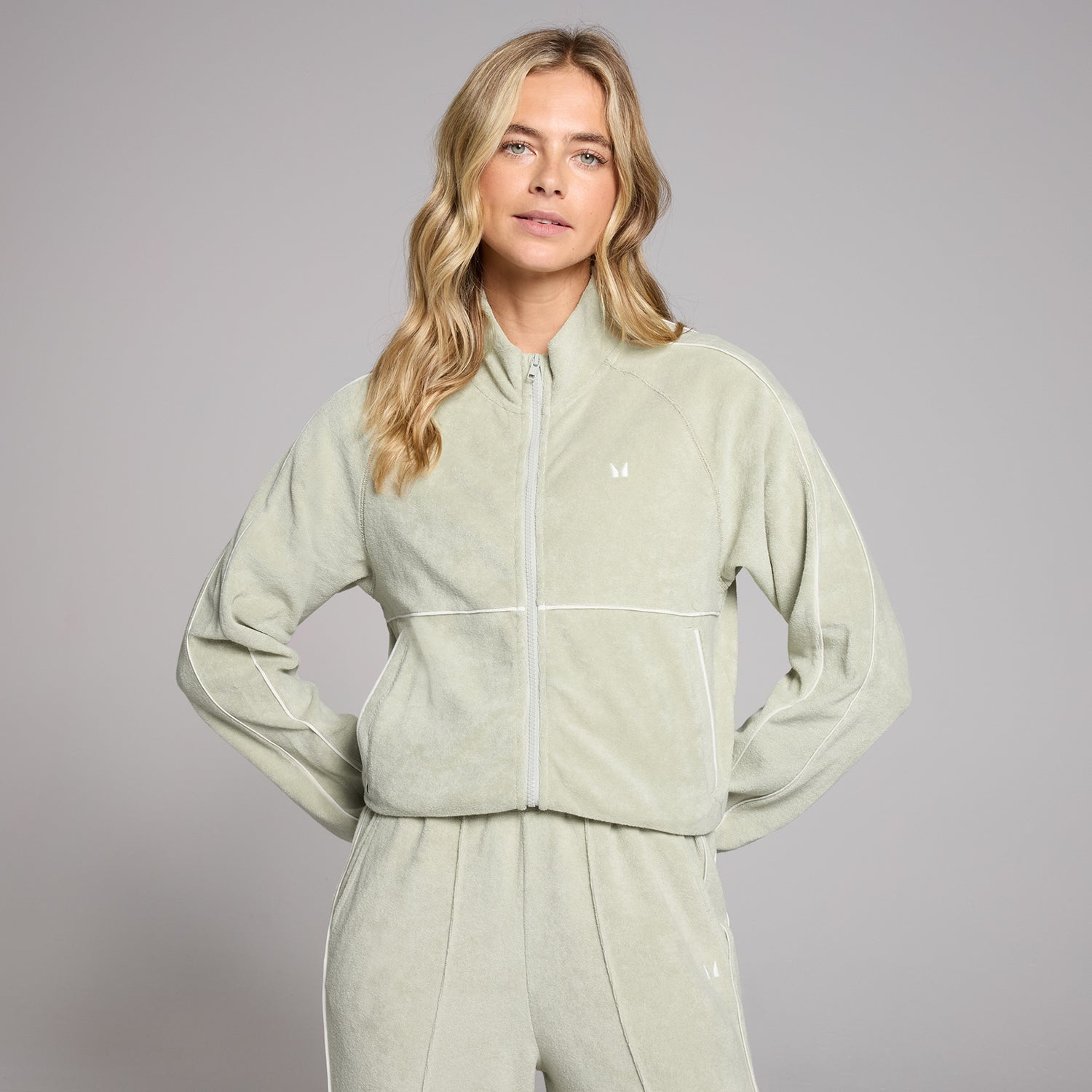 MP Women's Lifestyle Towelling Tracksuit Jacket - Mineral Green - XS