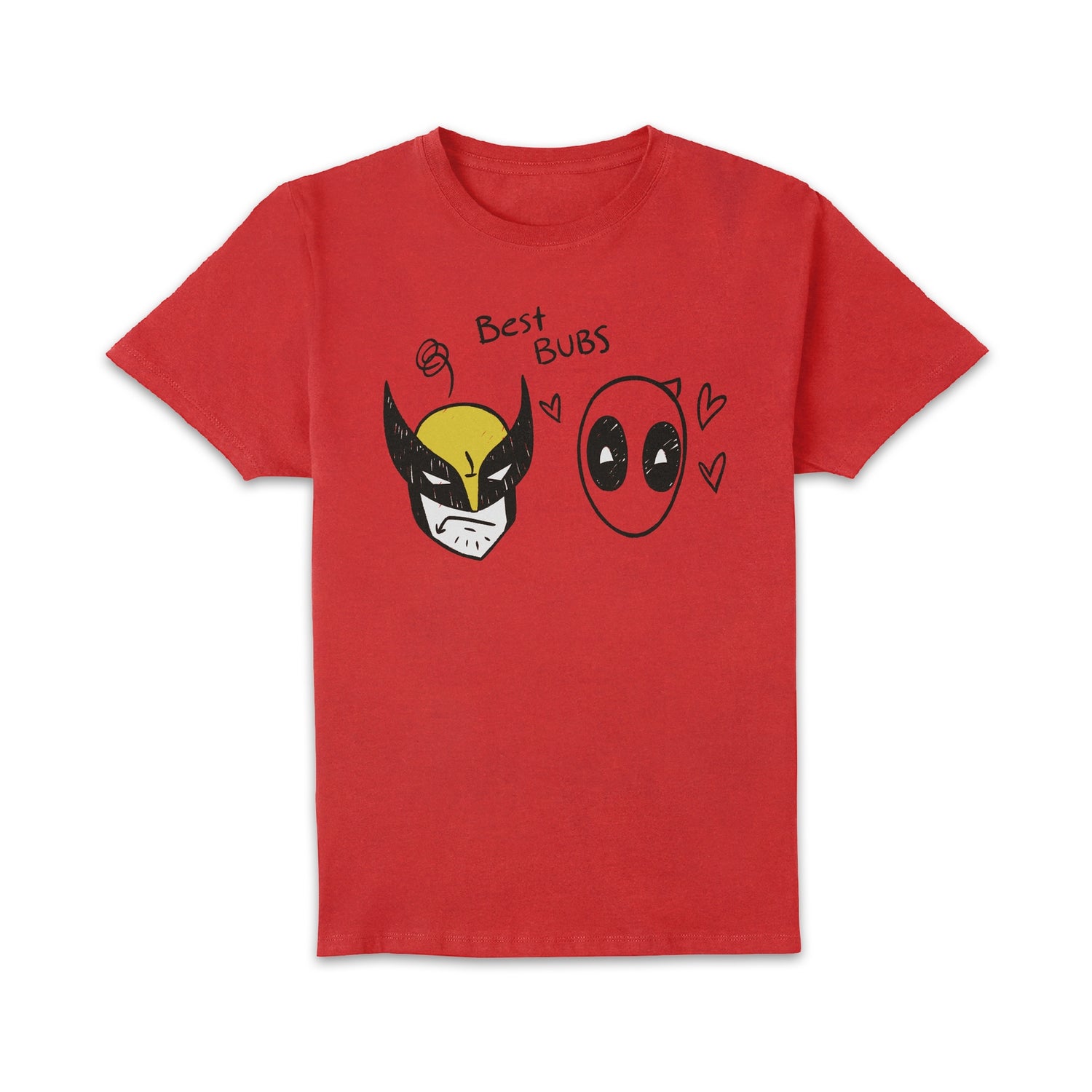 Deadpool & Wolverine Best Bubs Scribble Unisex T-Shirt - Red