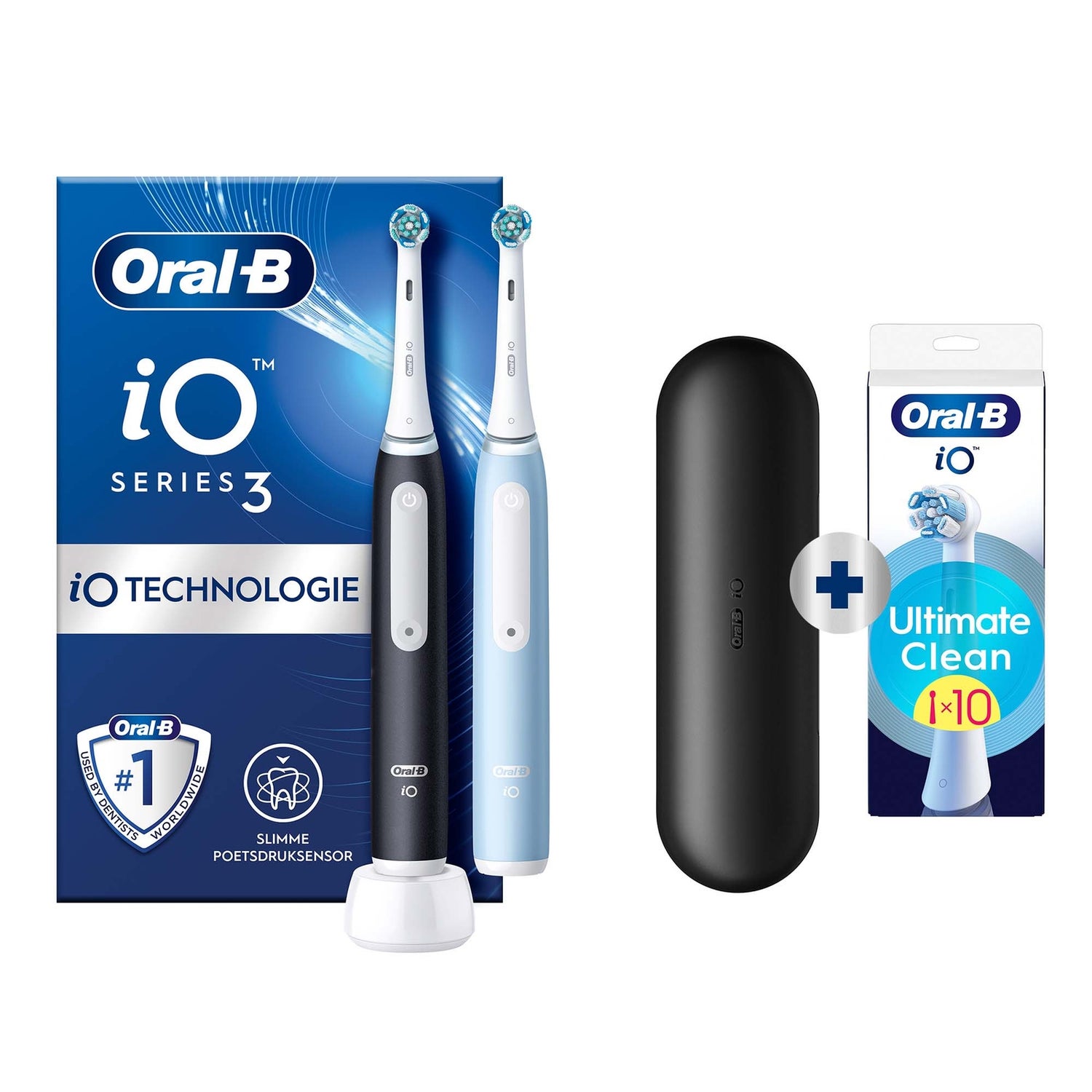 Oral-B iO 3 Elektrische Tandenborstels Zwart & Blauw Duoverpakking