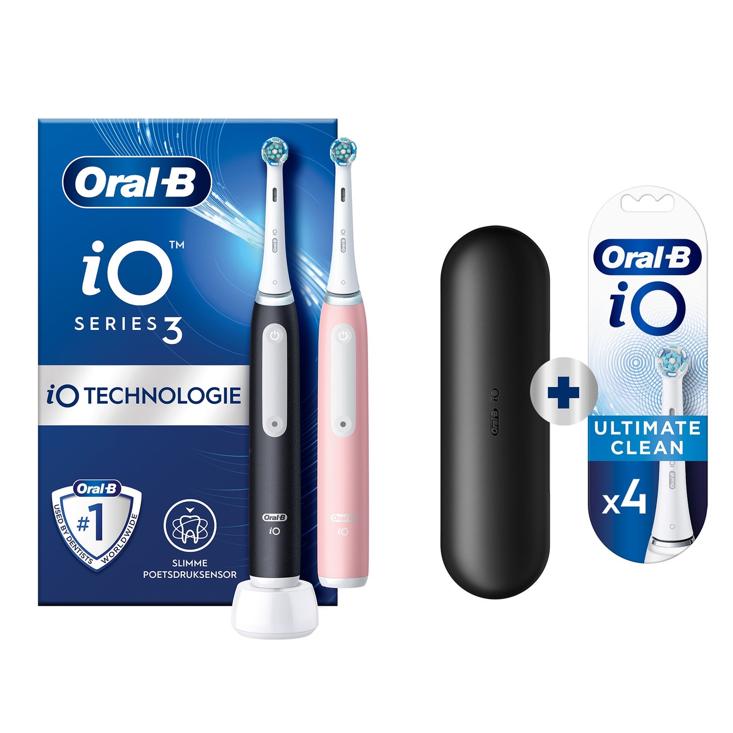 Oral-B iO 3 Elektrische Tandenborstels Zwart & Roze Duoverpakking