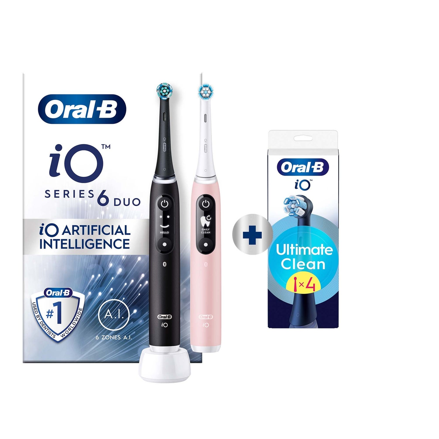 Oral-B iO 6 Elektrische Tandenborstel Zwart & Roze Duoverpakking