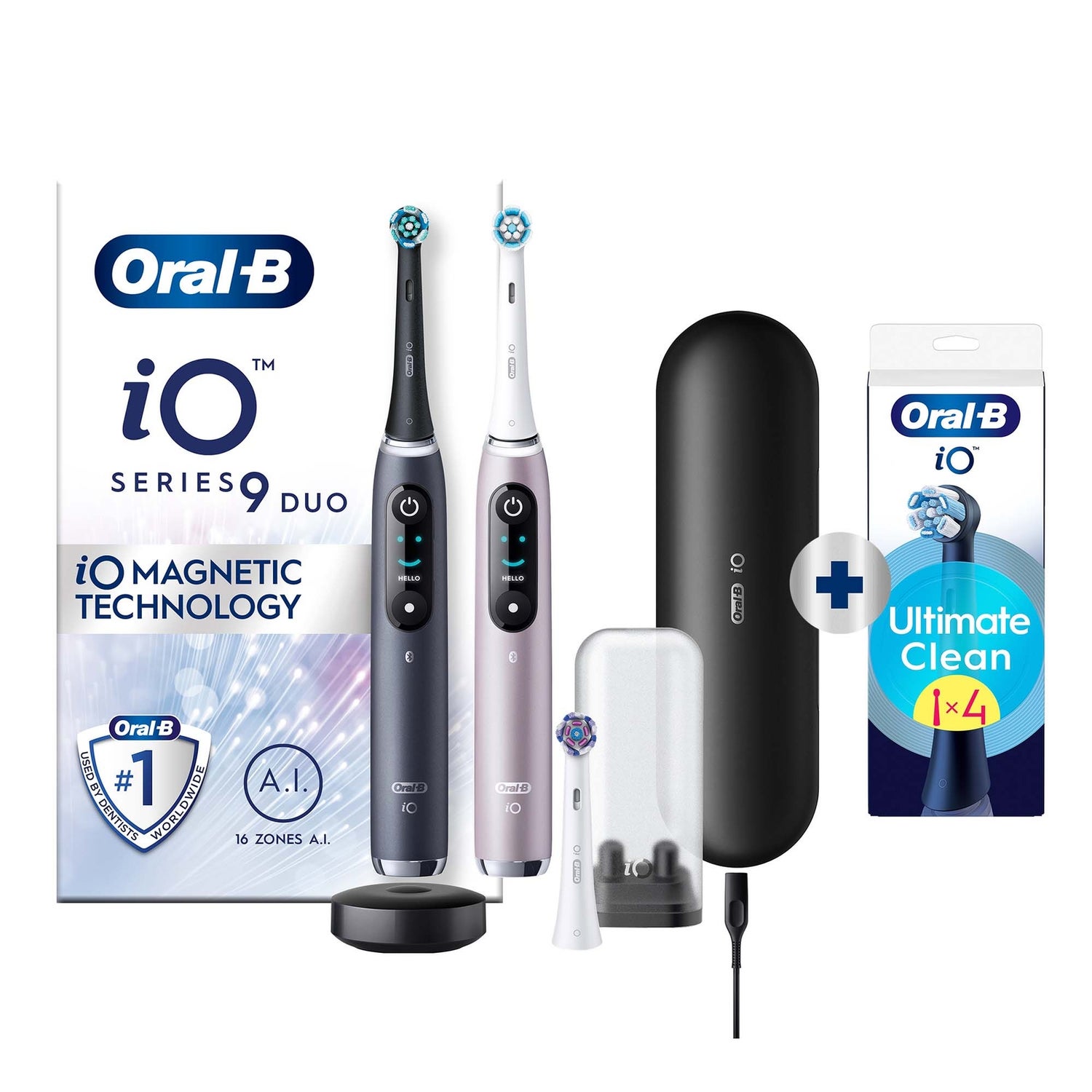Oral-B iO 9N Elektrische Tandenborstel Zwart & Roze Duoverpakking