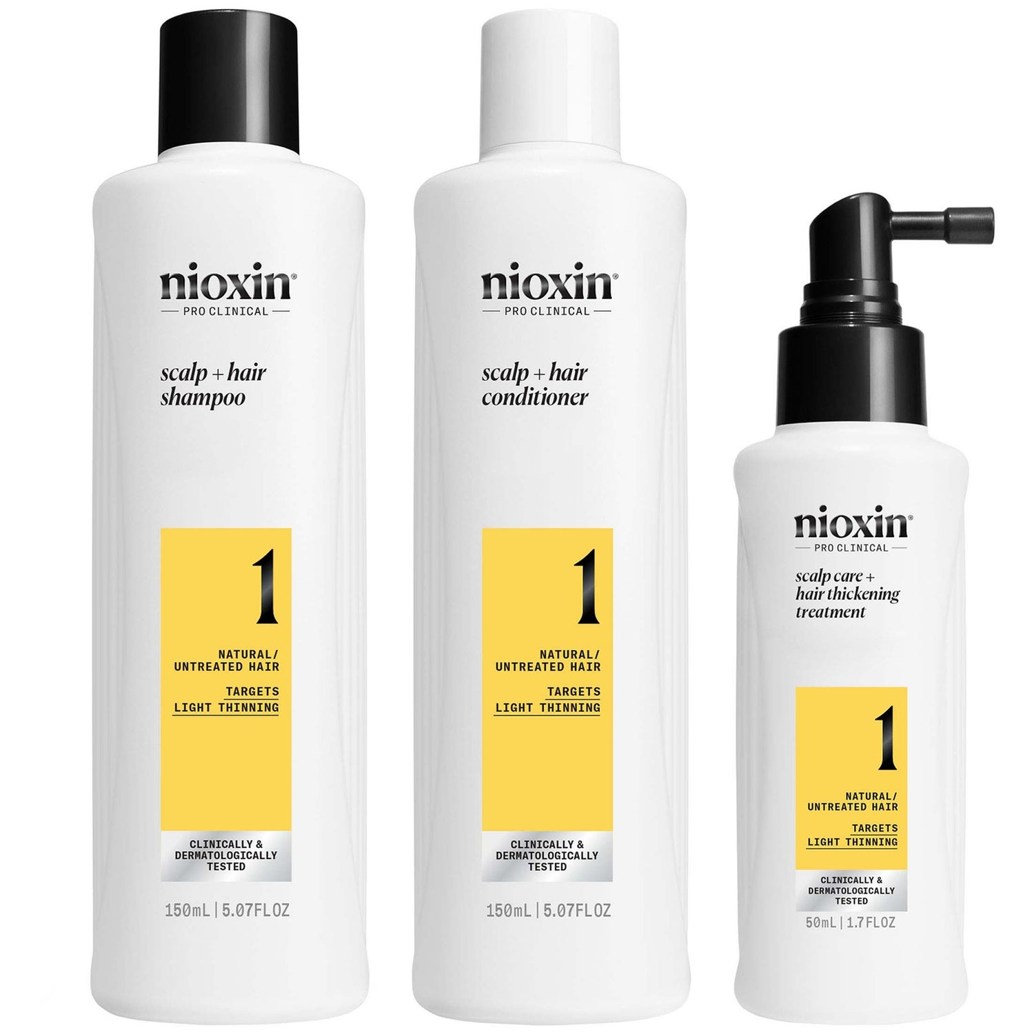 NIOXIN Scalp and Hair Thickening System 1 for Natural Hair with Light Thinning Trial Kit
