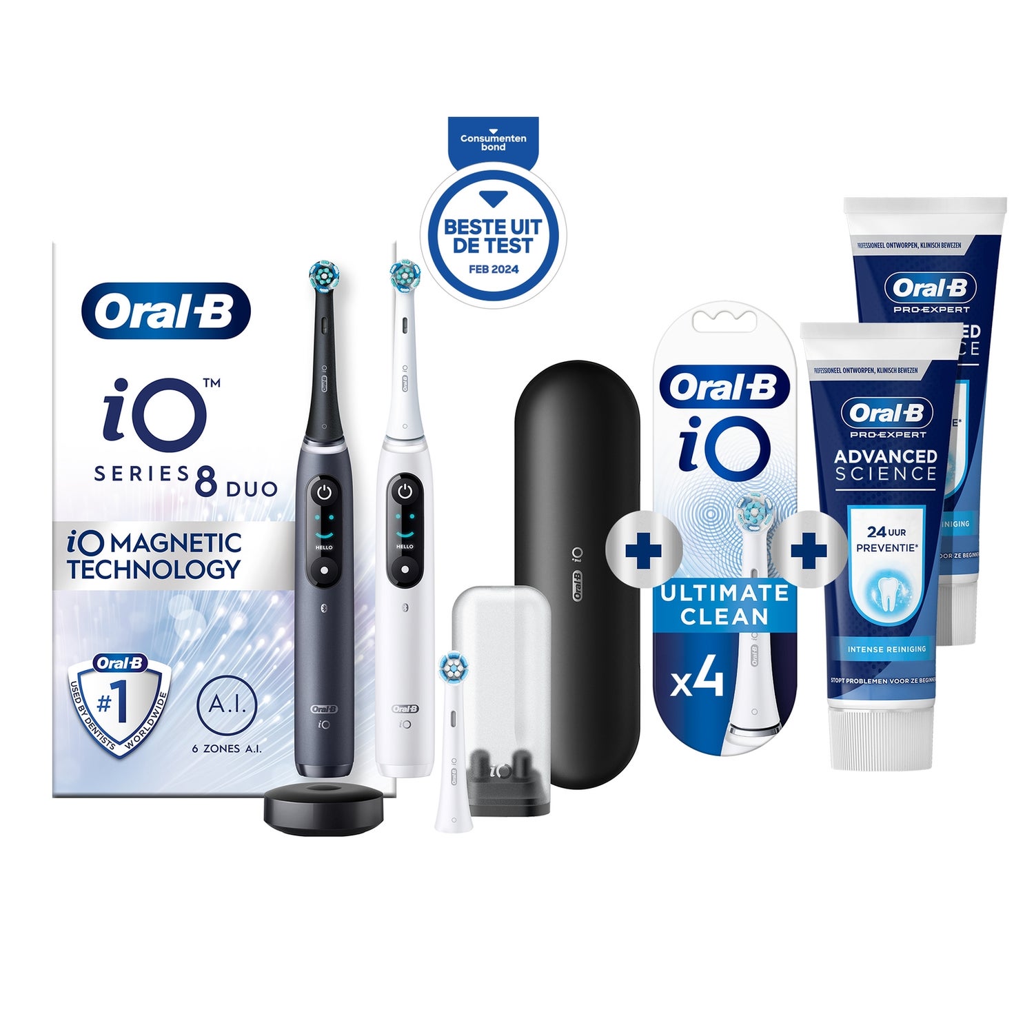 Oral-B iO 8 Elektrische Tandenborstel Wit & Zwart Duoverpakking