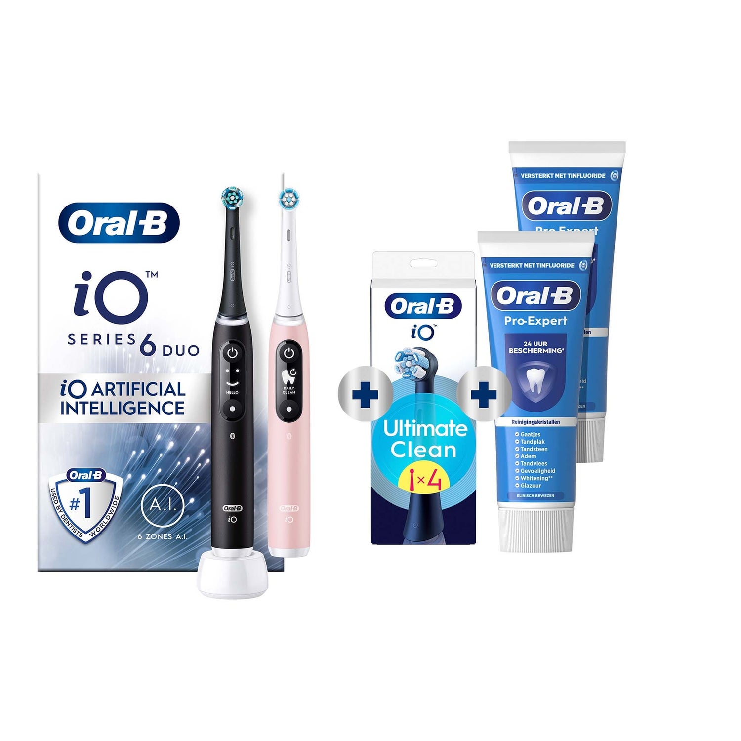 Oral-B iO 6 Elektrische Tandenborstel Zwart & Roze Duoverpakking