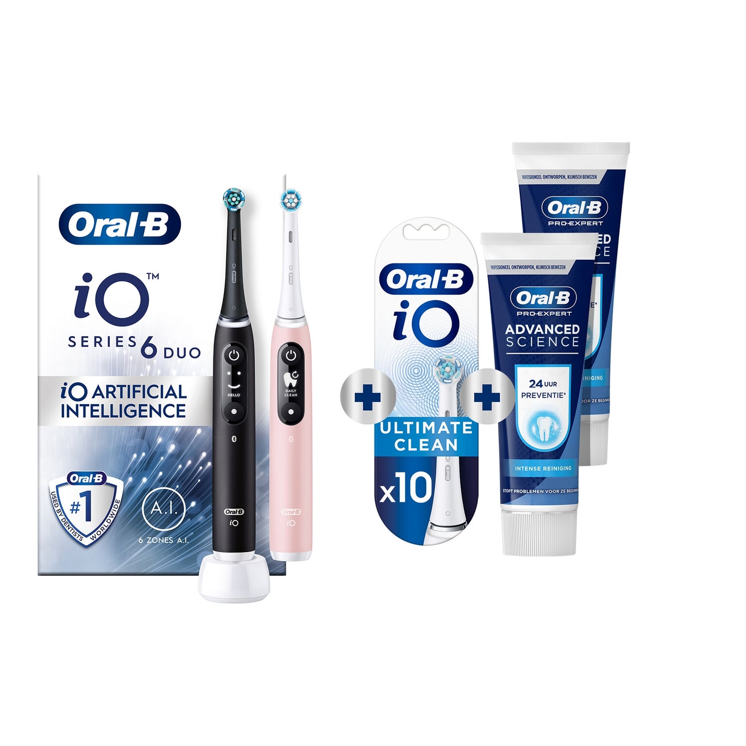 Oral-B iO 6 Elektrische Tandenborstel Zwart & Roze Duoverpakking