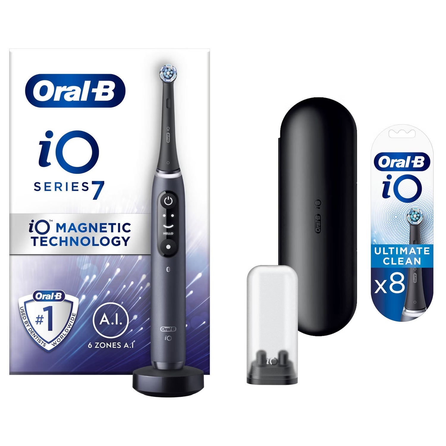 Oral-B iO7 Black Electric Toothbrush with Travel Case