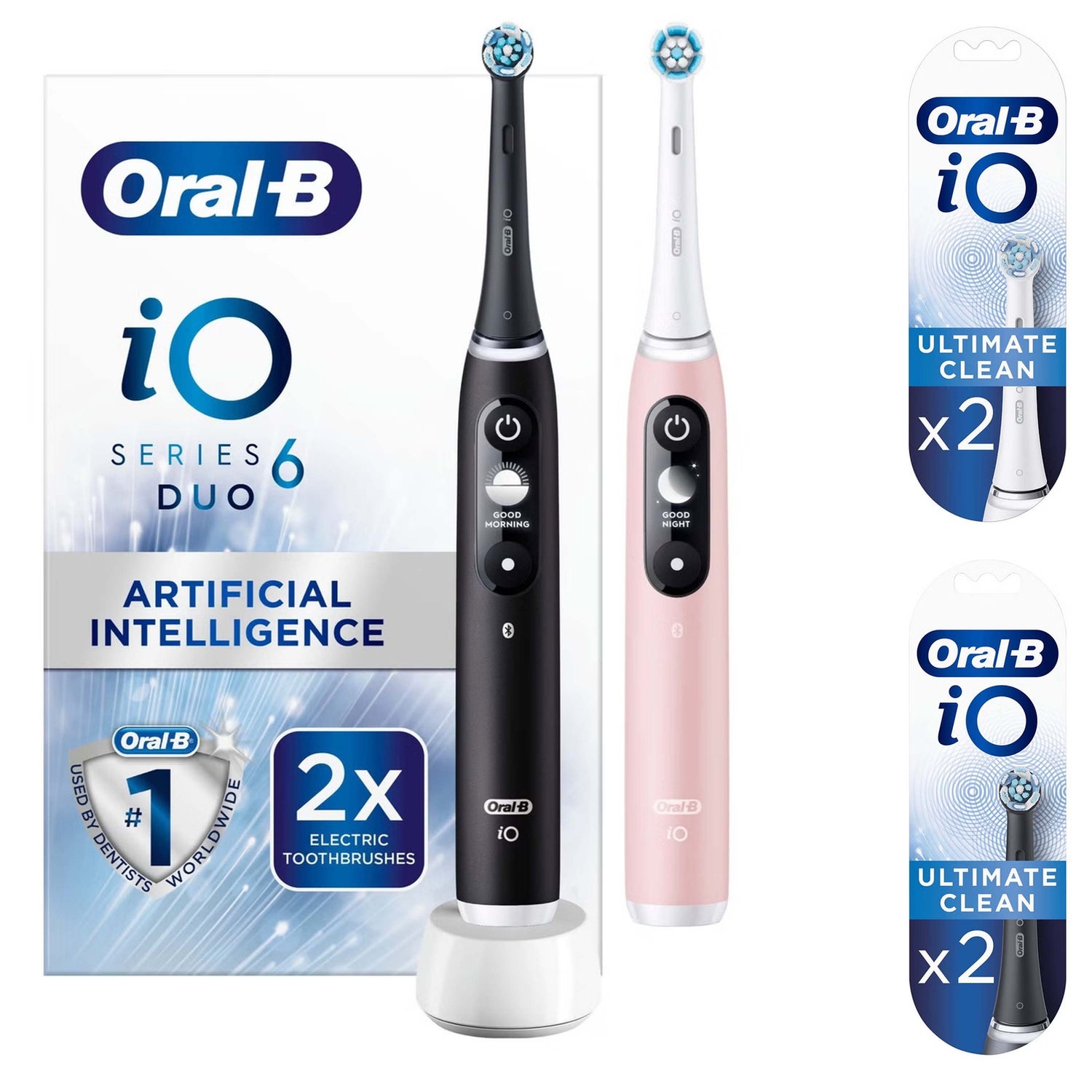 iO6 Duo Pack of Two Electric Toothbrushes, Black Lava & Pink Sand