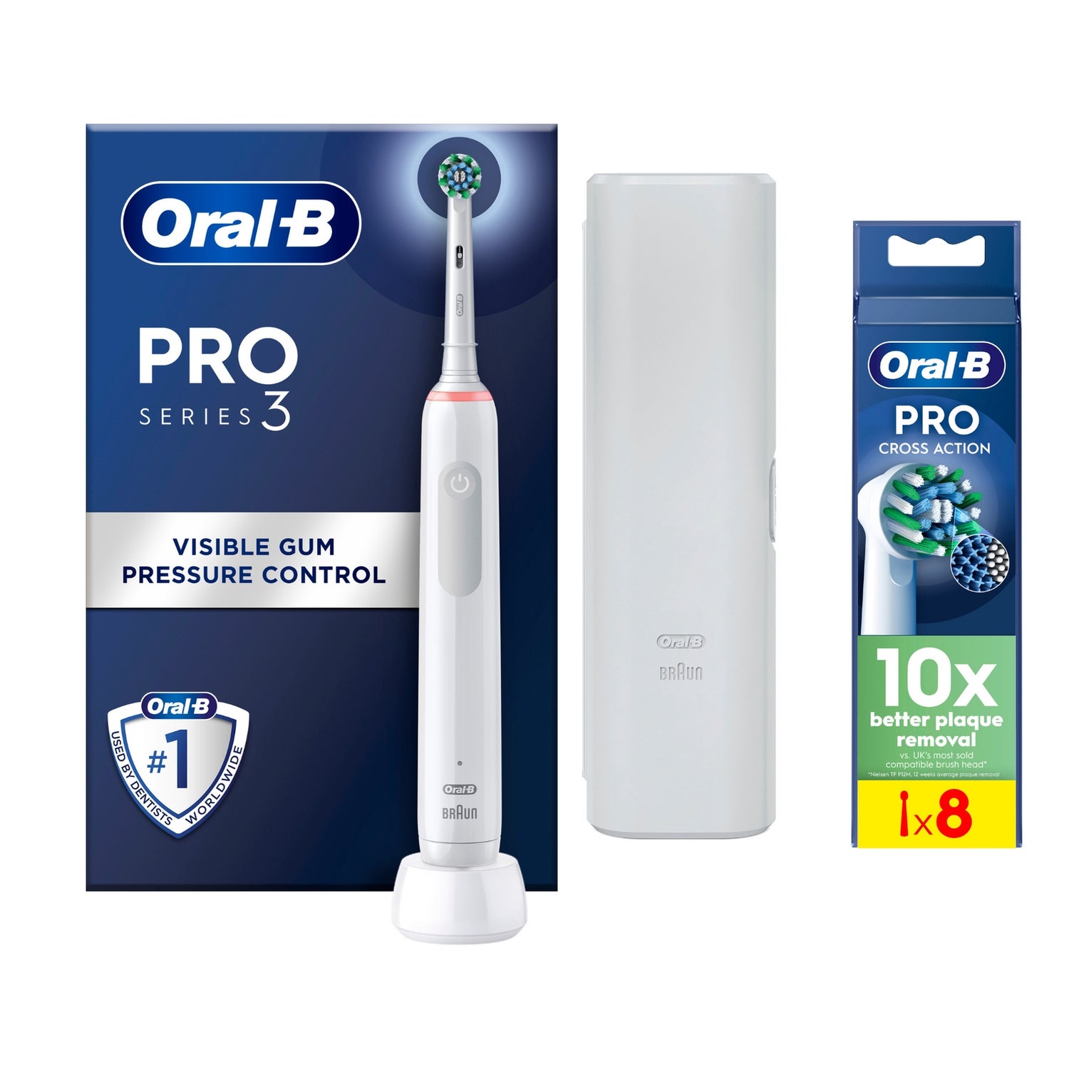 Oral B Pro 3500 Electric Toothbrush White with Travel Case