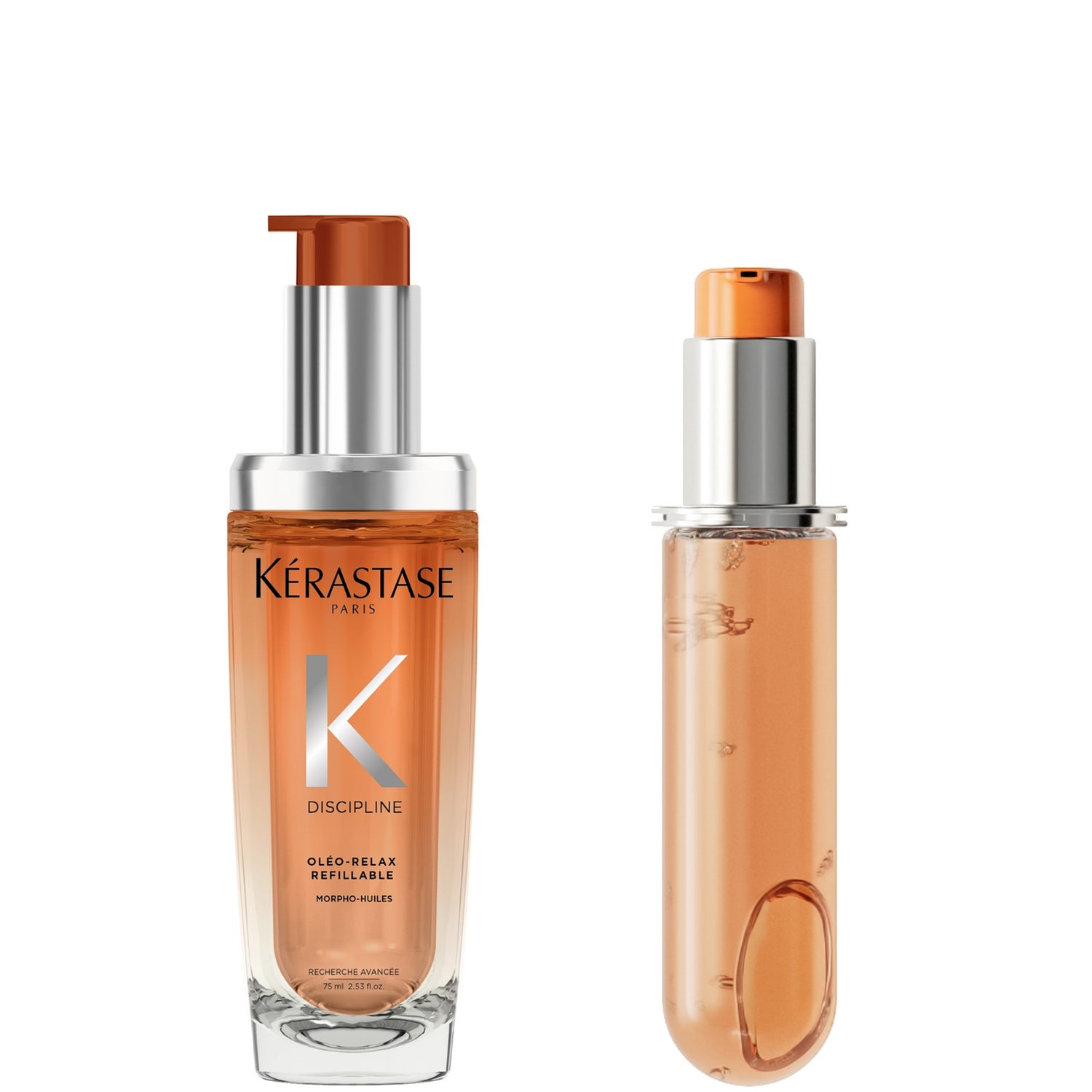 Kérastase Oleo-Relax Morpho Huile Refillable Hair Oil and Refill Capsule, for Dry and Frizz-prone Hair with Marula Oil 75ml