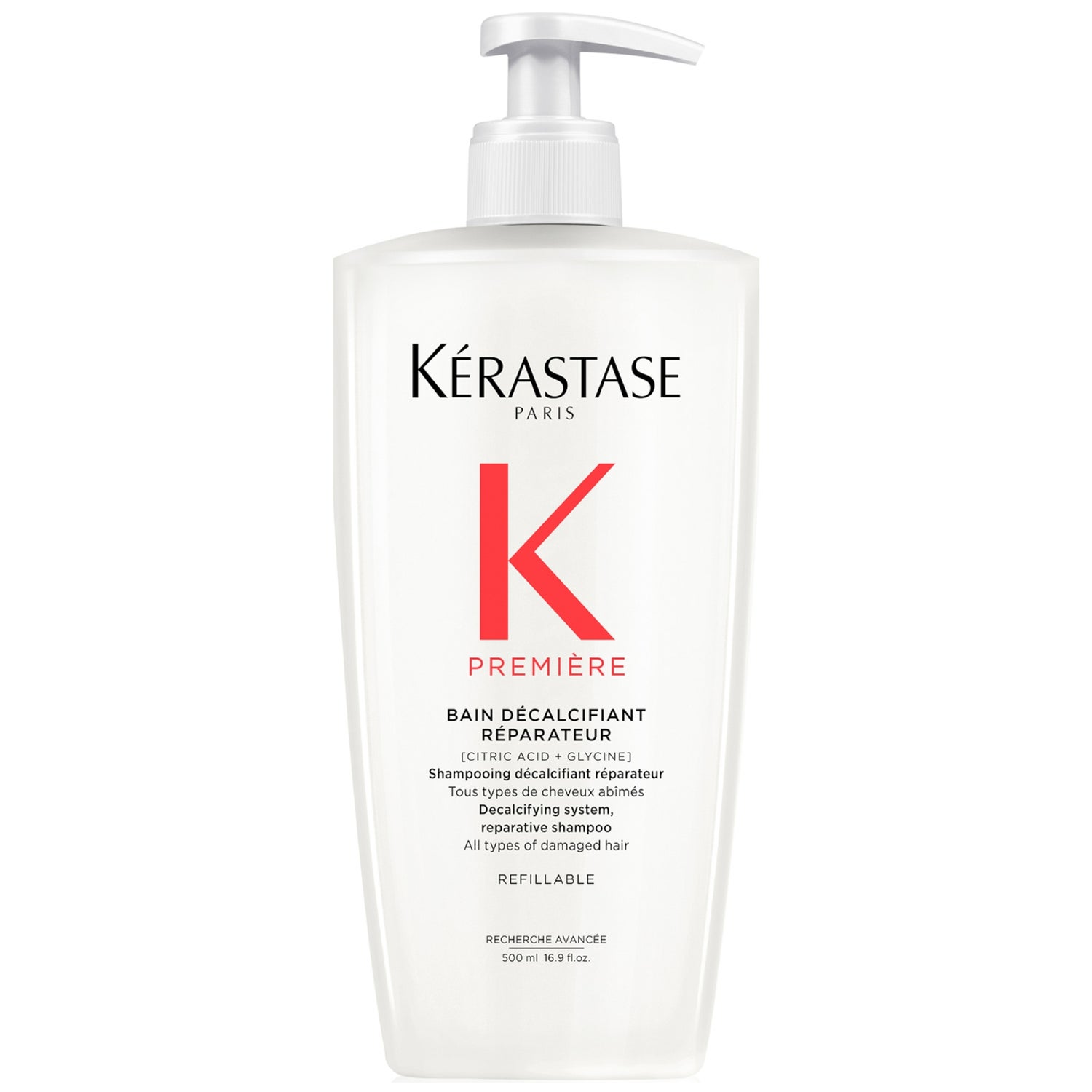 Kérastase Première Shampoo Decalcifying & Repairing Refillable Bottle for Damaged Hair with Pure Citric Acid and Glycine 500ml