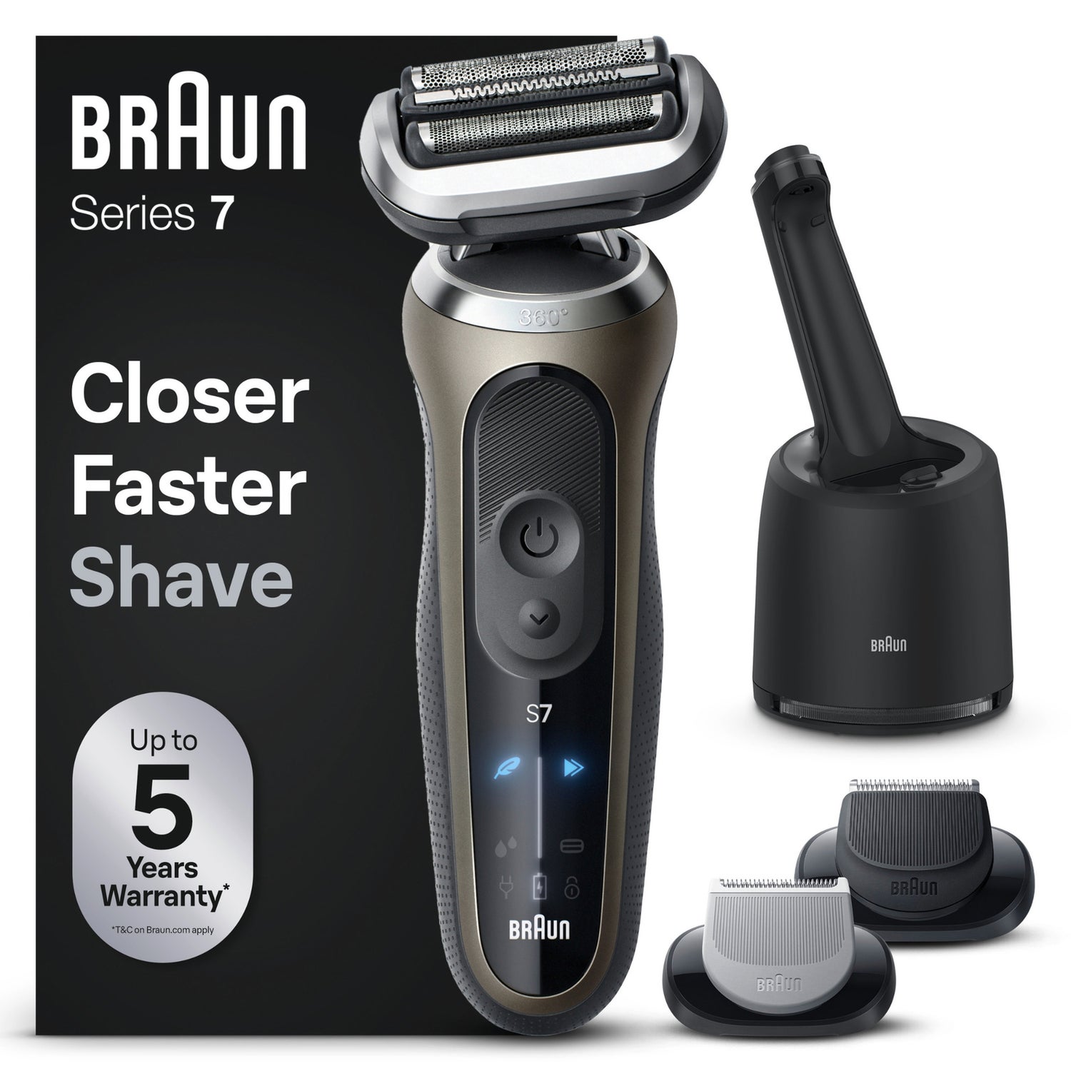 Braun Series 7 72-C7650cc Electric Shaver, Gold