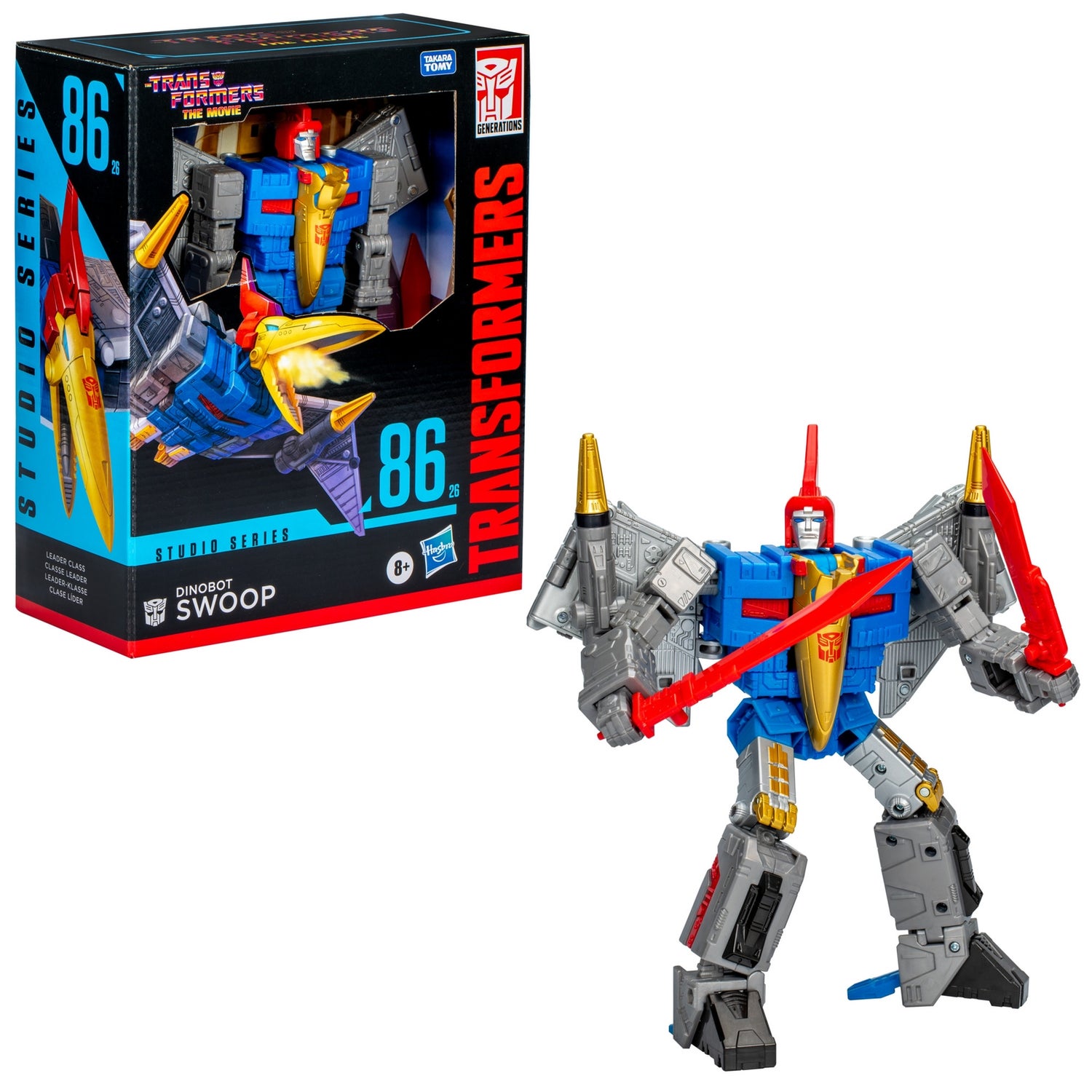 Hasbro Transformers Studio Series Leader The Transformers: The Movie 86-26 Dinobot Swoop 8.5” Action Figure, 8+