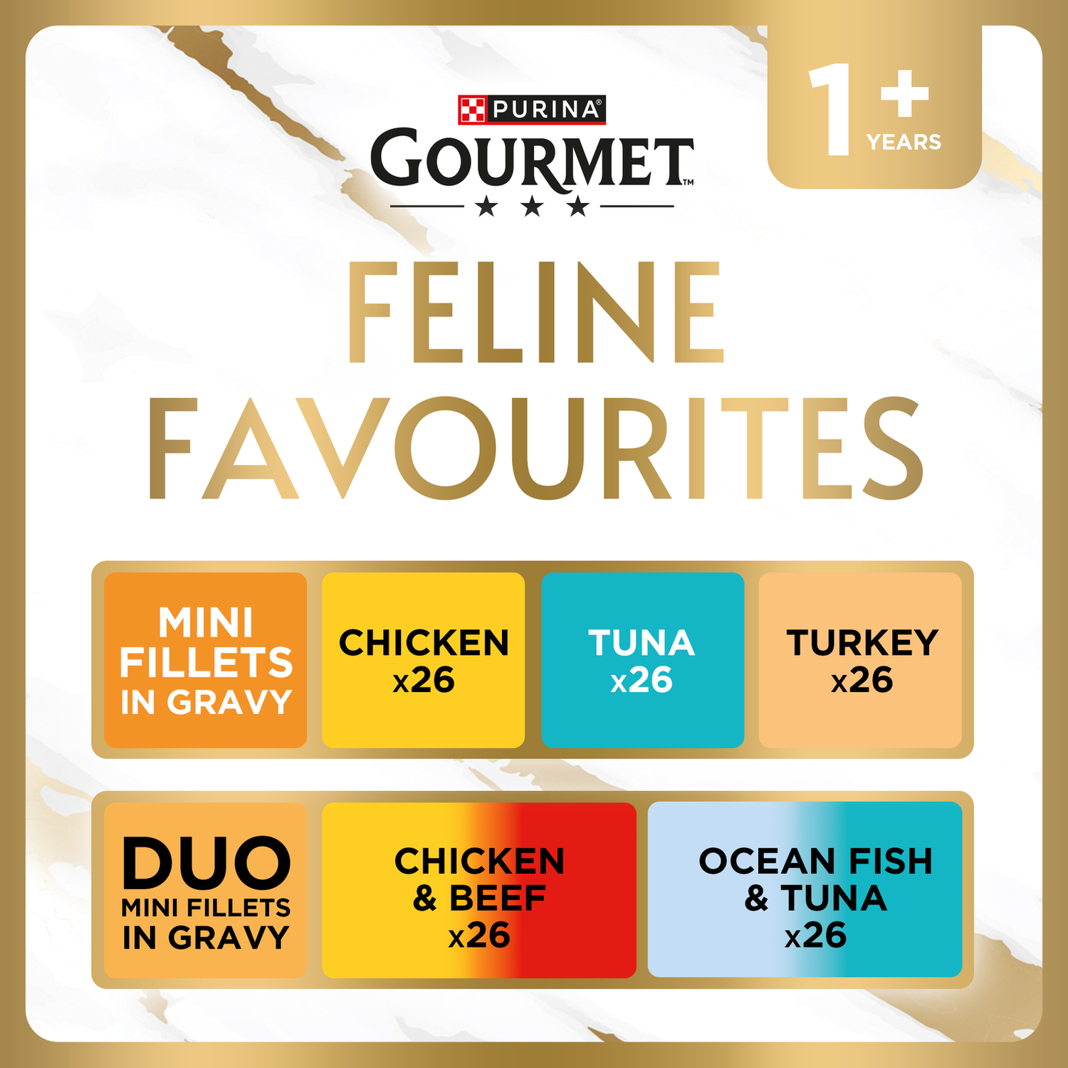GOURMET Perle Feline Favourite's in Gravy Pre-Mixed Bundle Adult Wet Cat Food 130x85g