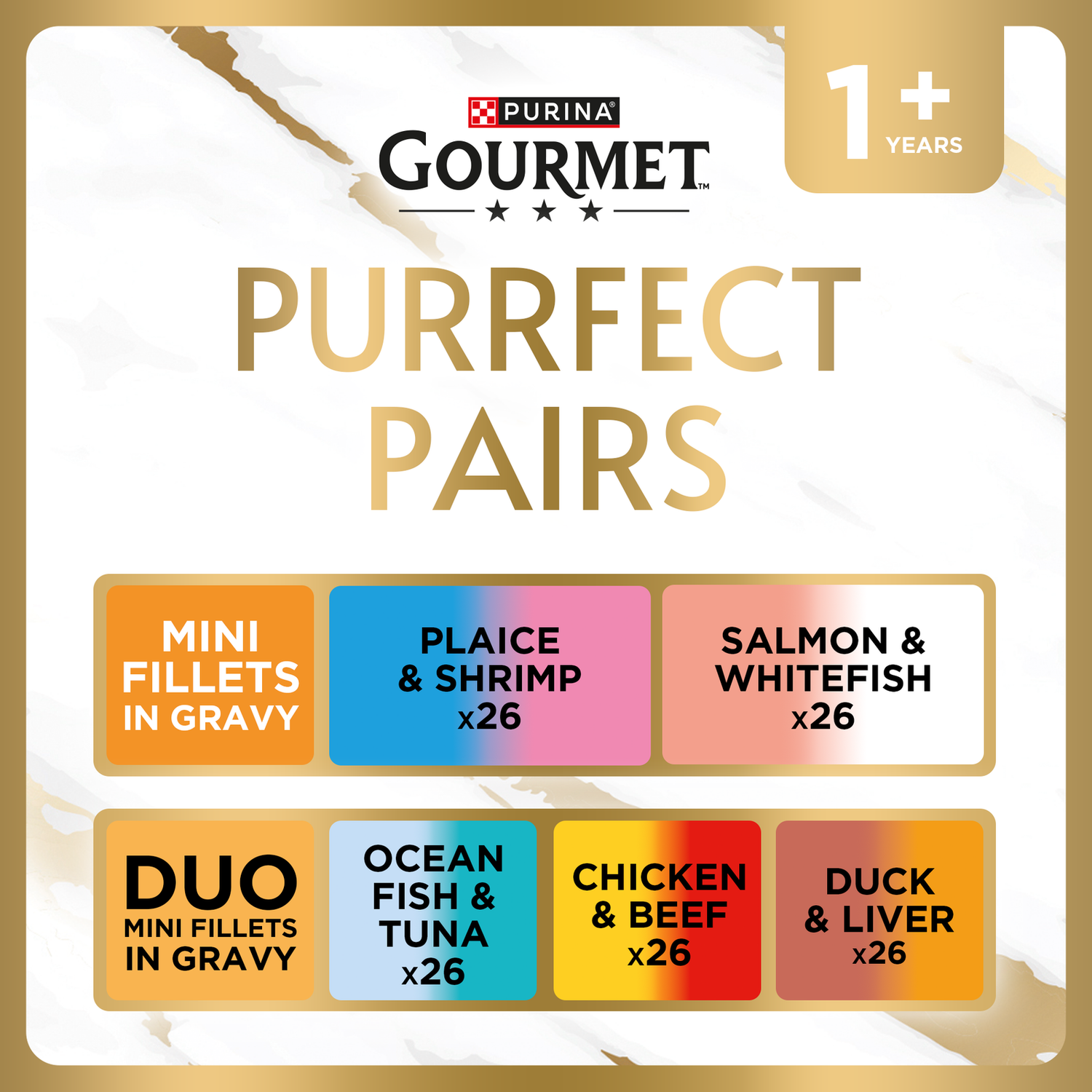 GOURMET Perle Purrr-fect Pairs Pre-Mixed Bundle Adult Wet Cat Food 130x85g