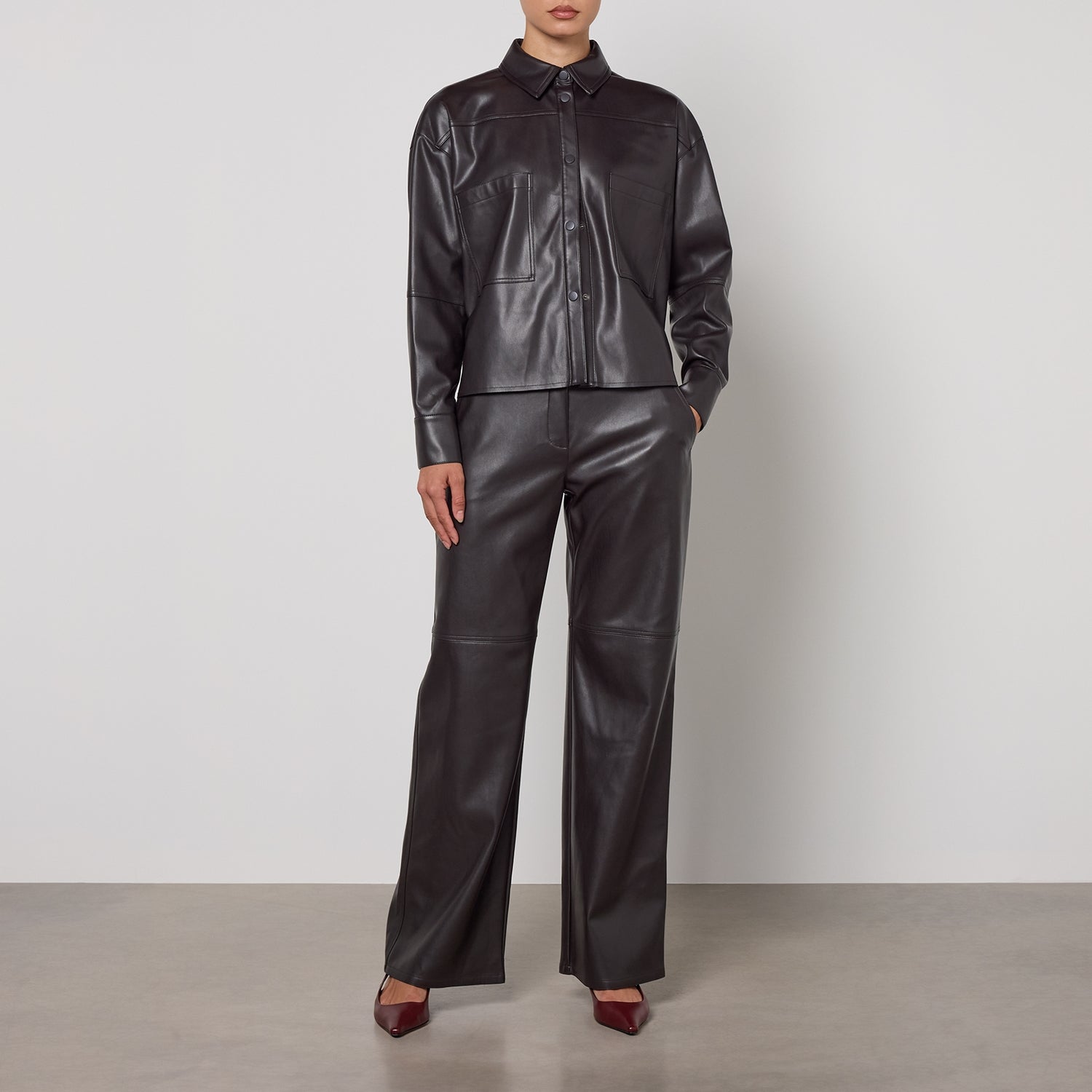 MAX&Co. Sand Jersey Faux Leather Jacket - M
