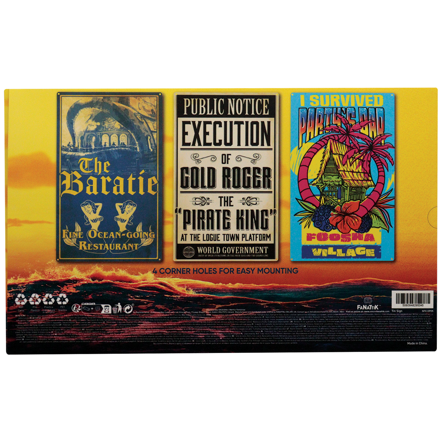 One Piece Set of 3 Tin Signs