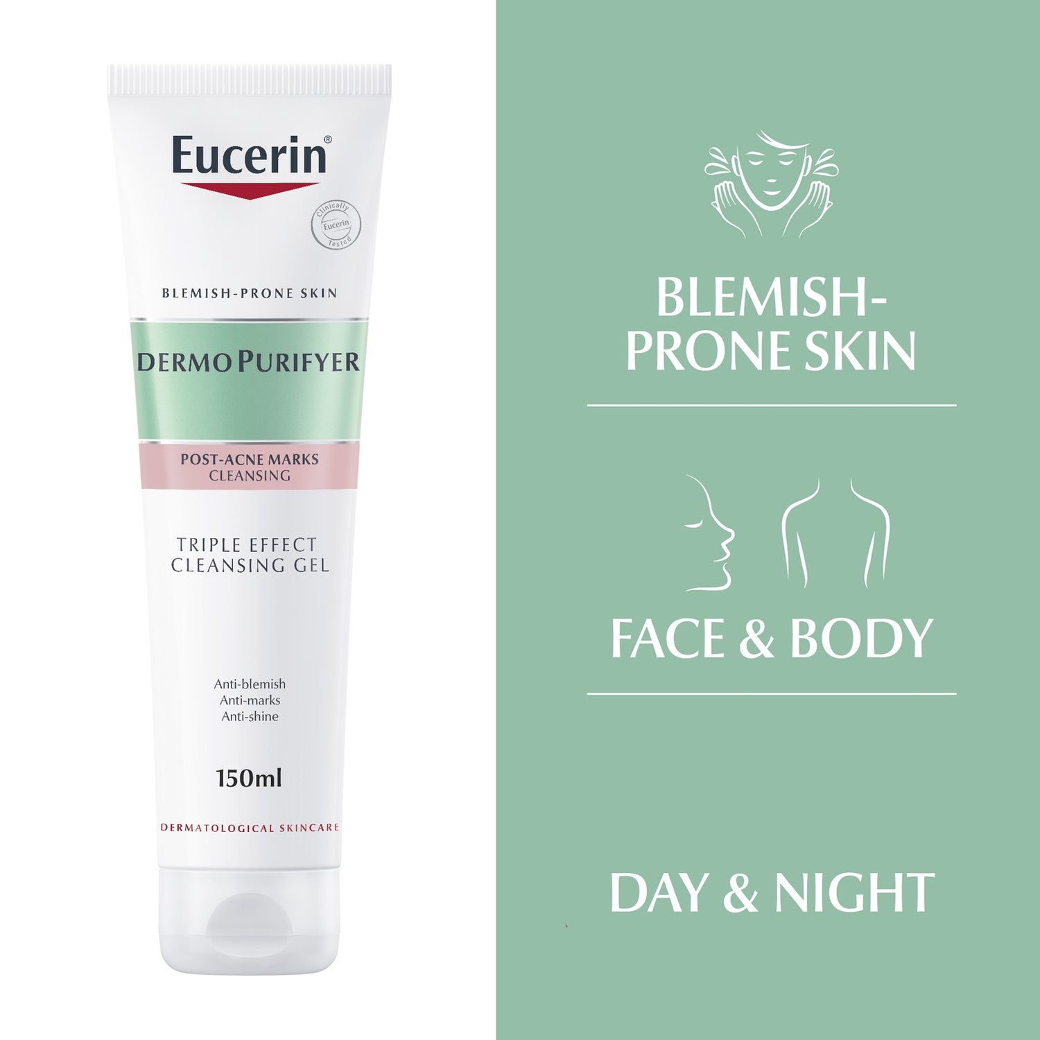 Eucerin DermoPurifyer Triple Effect Face and Body Cleansing Gel 150ml