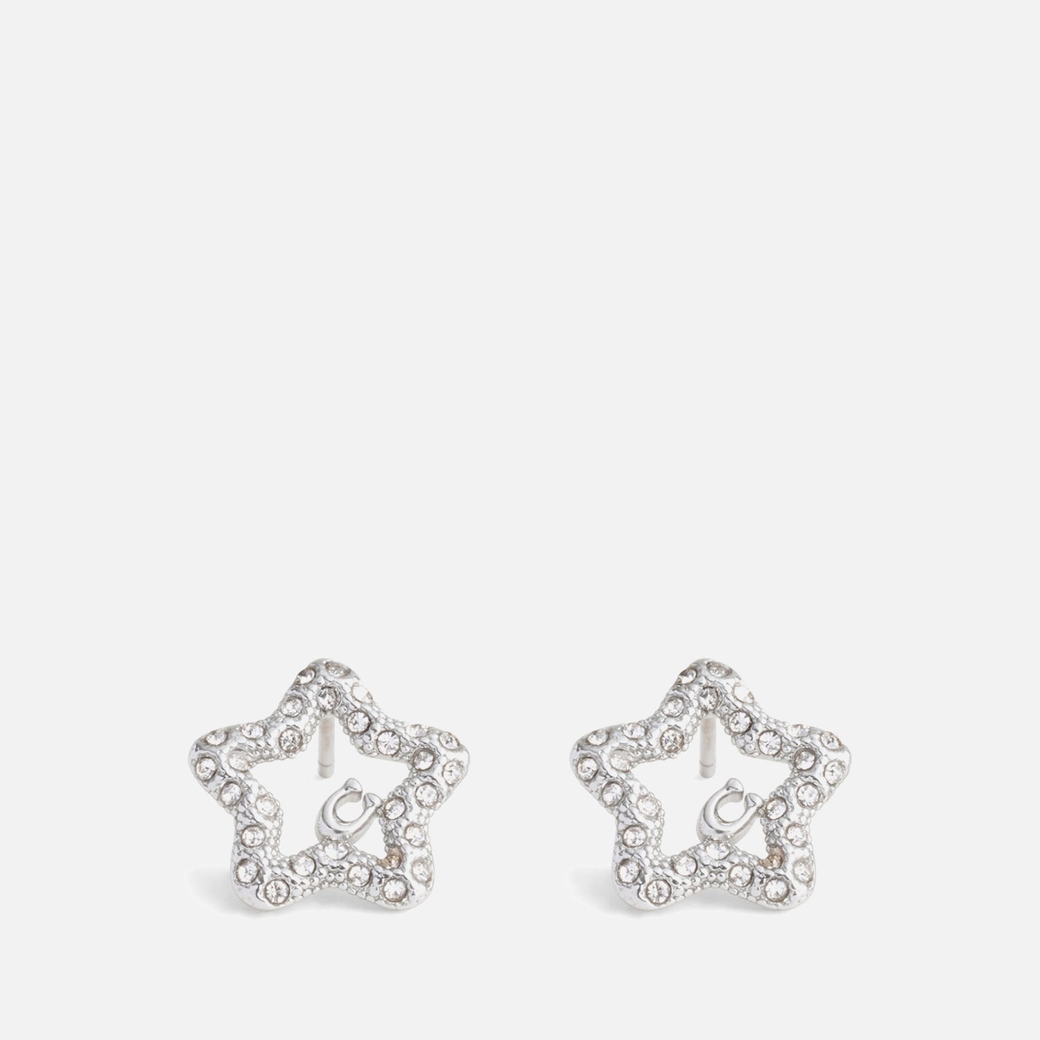 Coach Signature Silver-Tone Pavé Star Stud Earrings