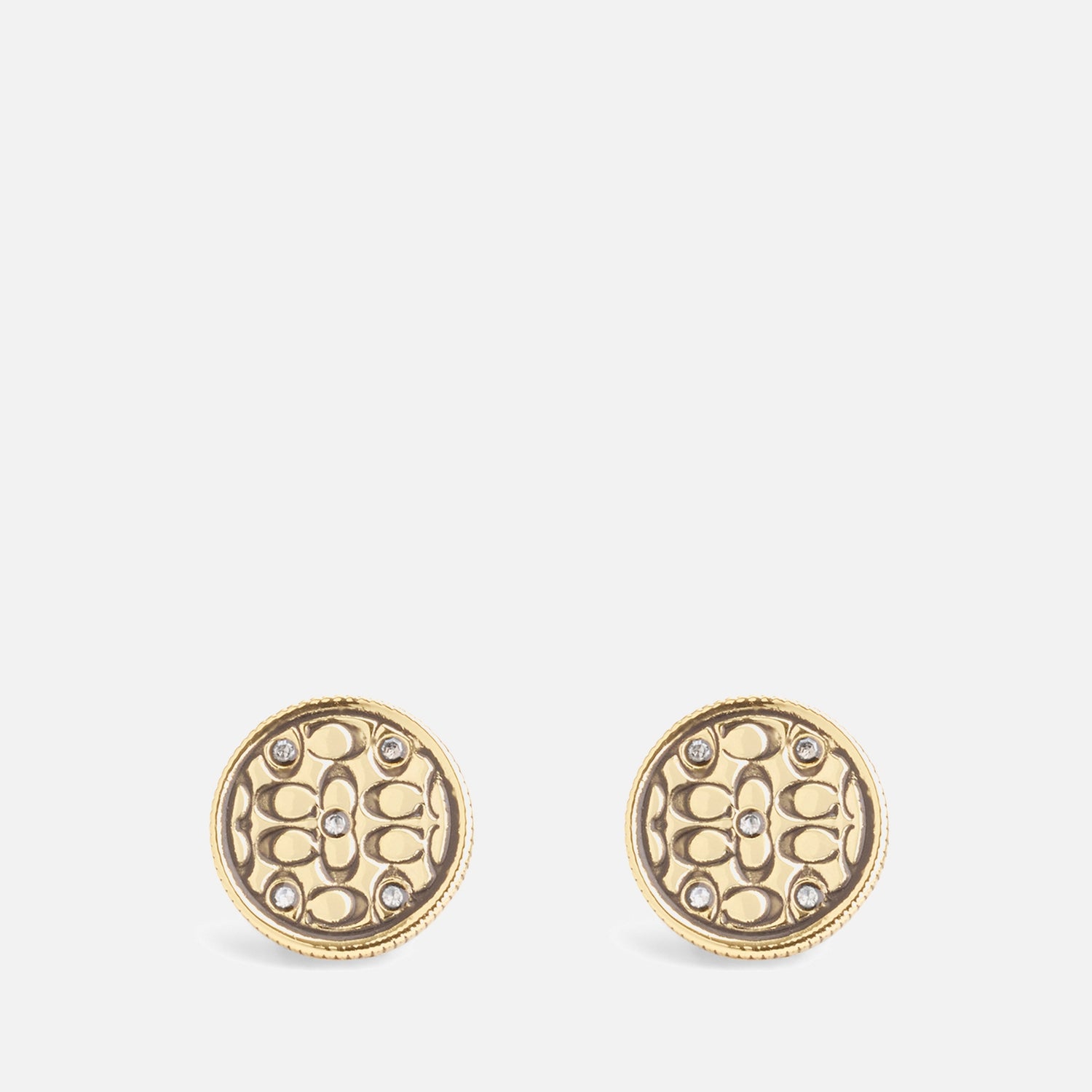 Coach Signature Quilted Coin Stud Earrings