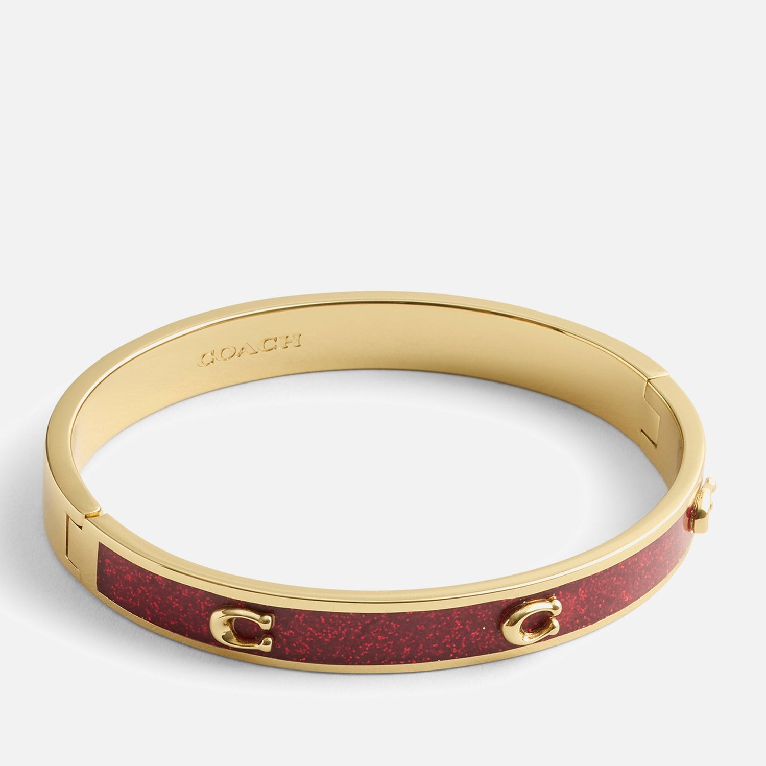 Coach Signature C Glitter Gold-Toned Bangle Bracelet