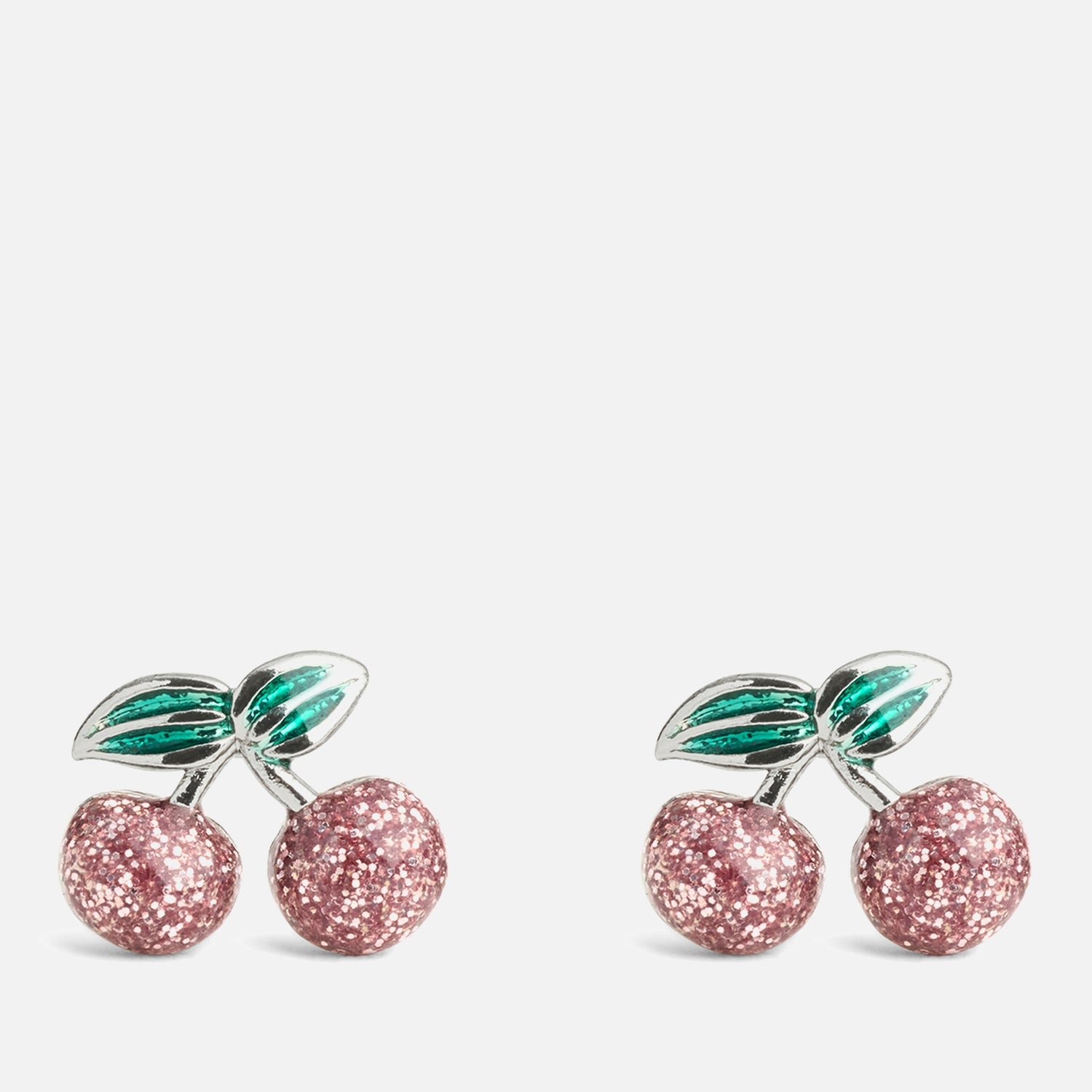 Coach Glitter Cherry Cluster Silver-Toned Stud Earrings