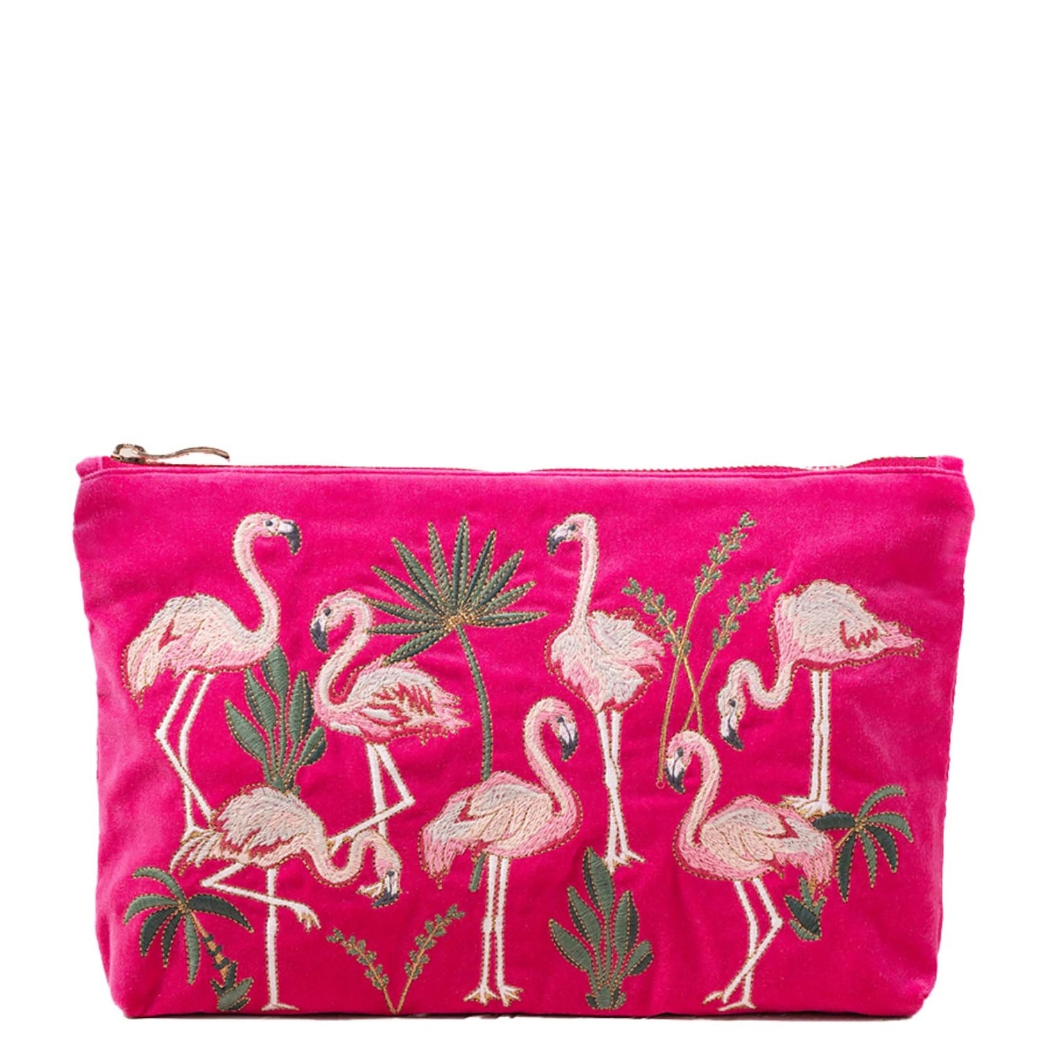 Elizabeth Scarlett Flamingos Pink Velvet Everyday Pouch