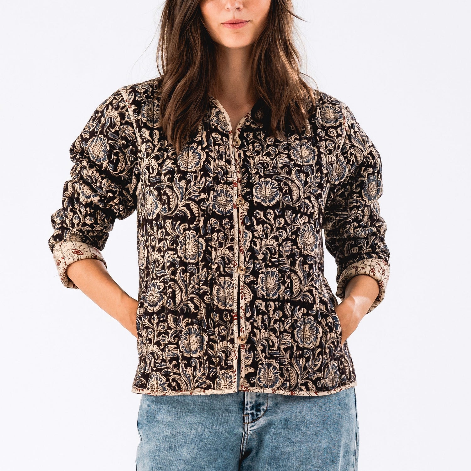 Lollys Laundry Betty Floral Quilted Cotton Jacket - S