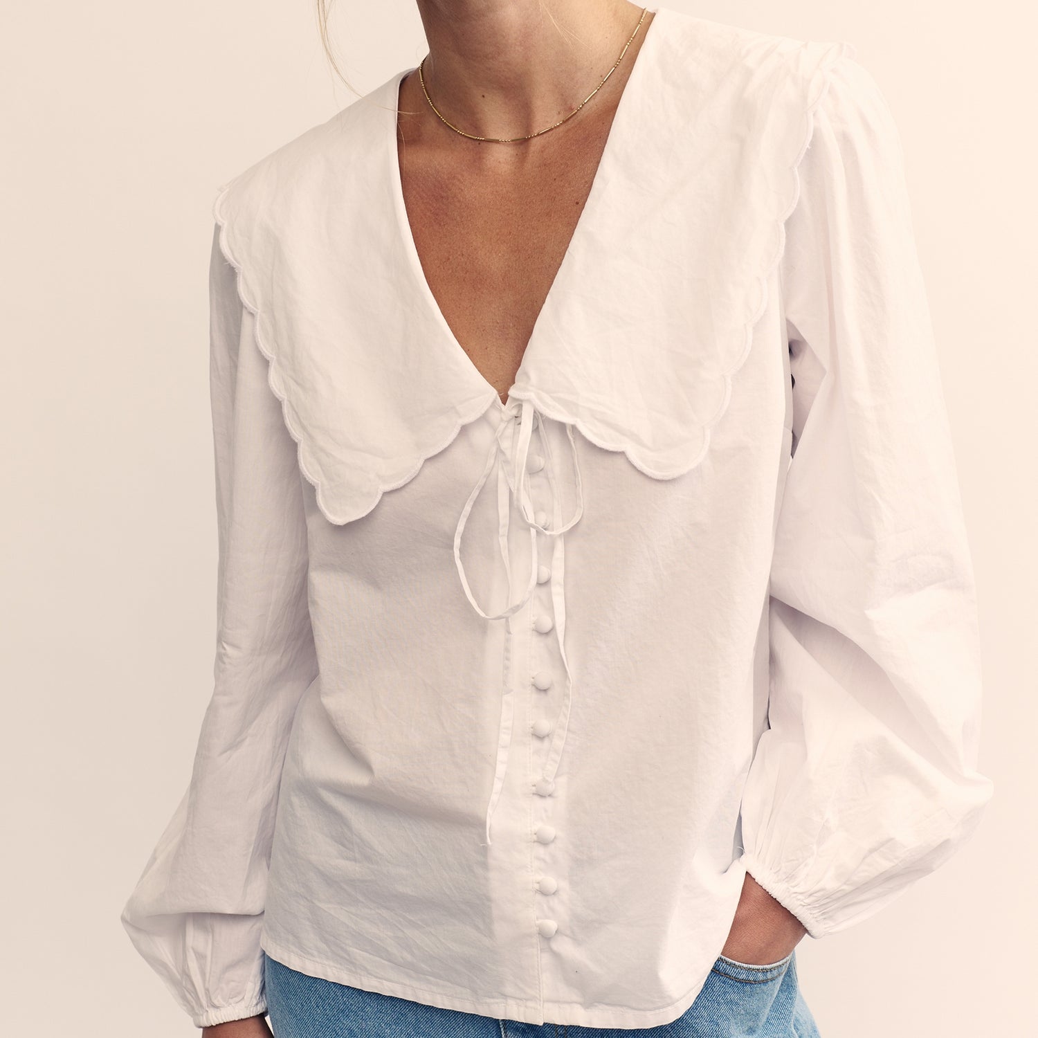 Nobody's Child Birdie Organic Cotton-Poplin Blouse - UK 14