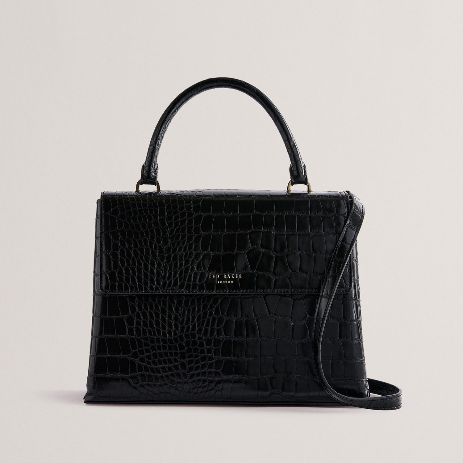 Ted Baker Women s Aynissa Croc Effect Top Handle Large Bag Black TheHut