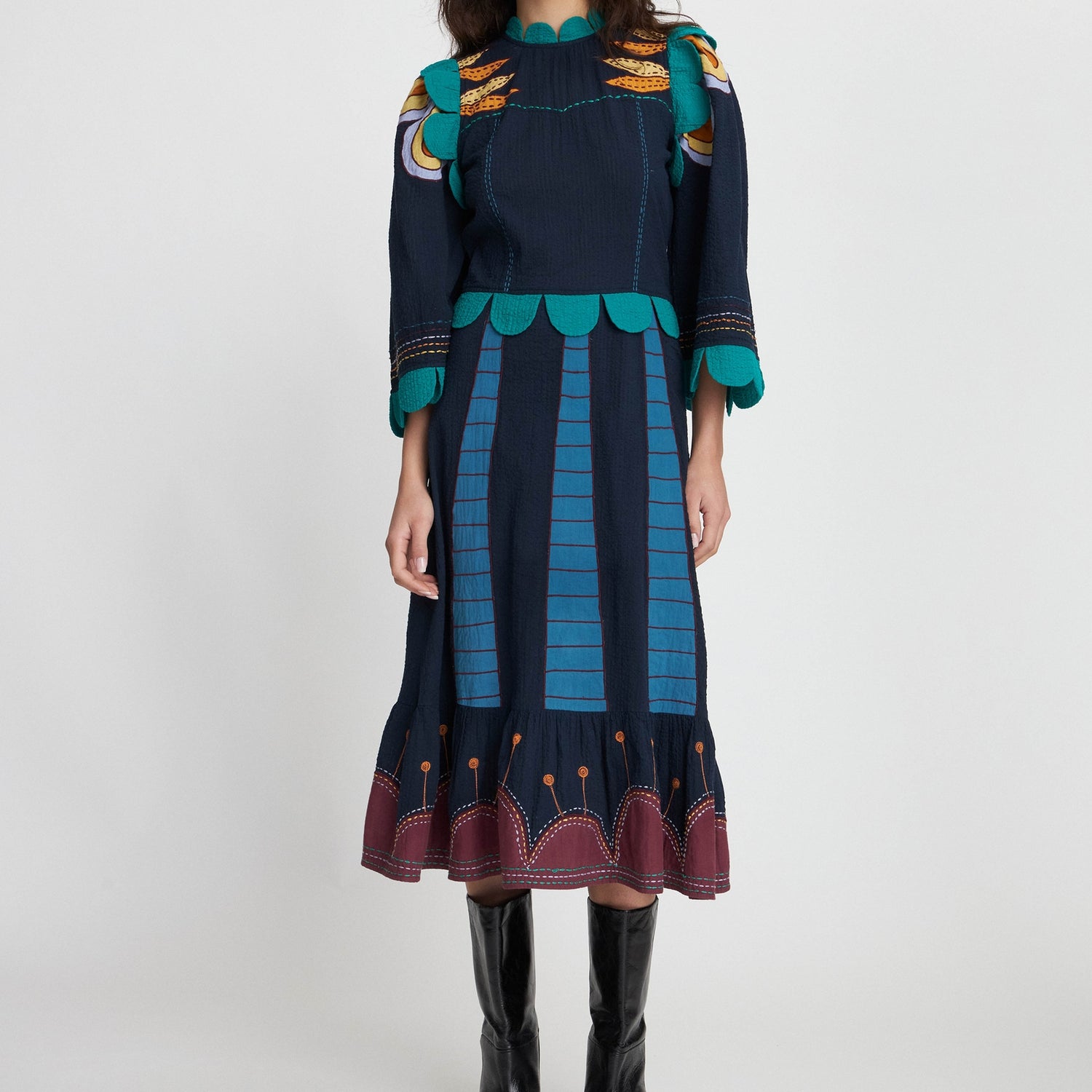 Stella Nova Embroidered Cotton-Seersucker Dress - DK 34/UK 8