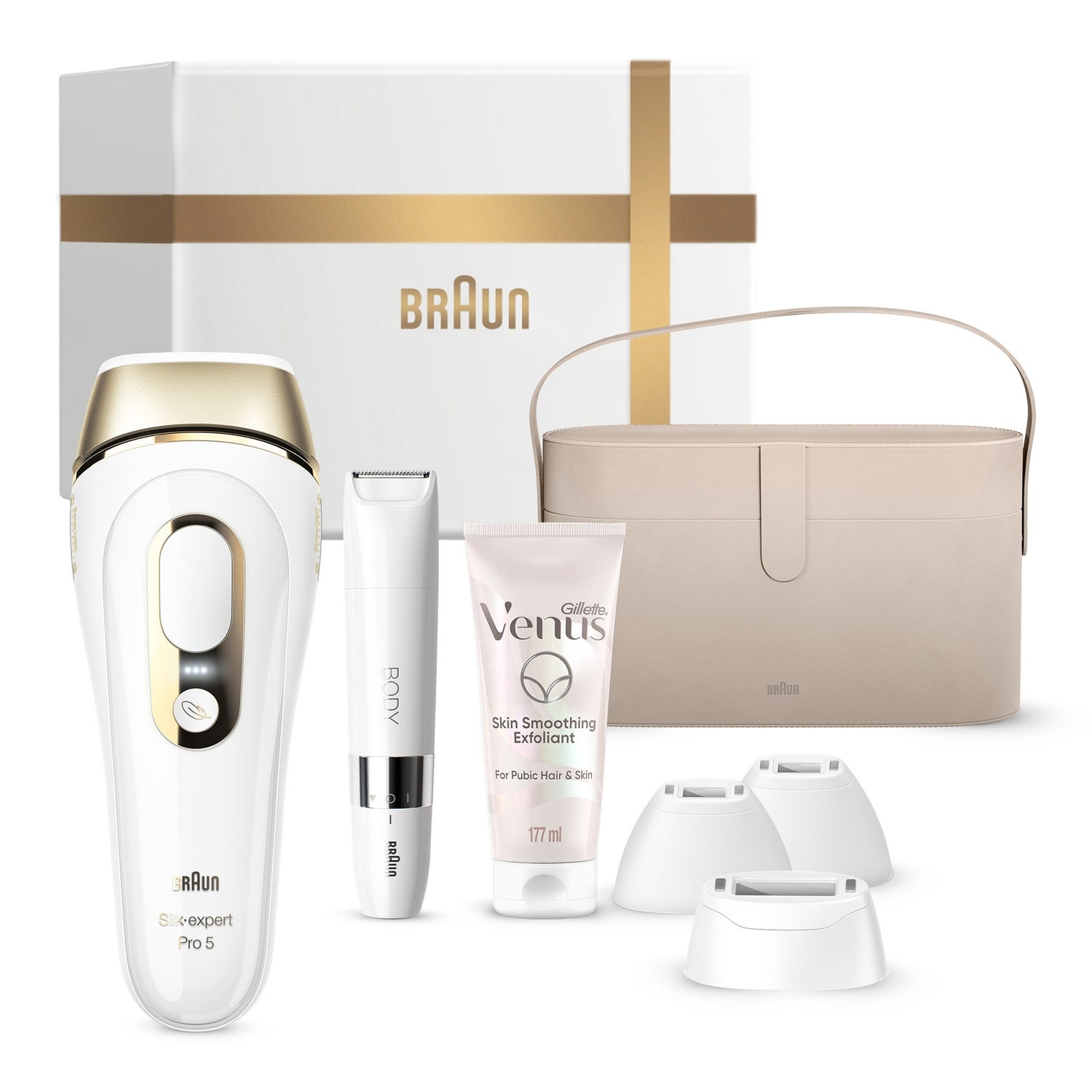 Braun Gift Box: PL5347 Beauty Set, Body Trimmer BS100 & Venus Skin Smooth Exfoliant