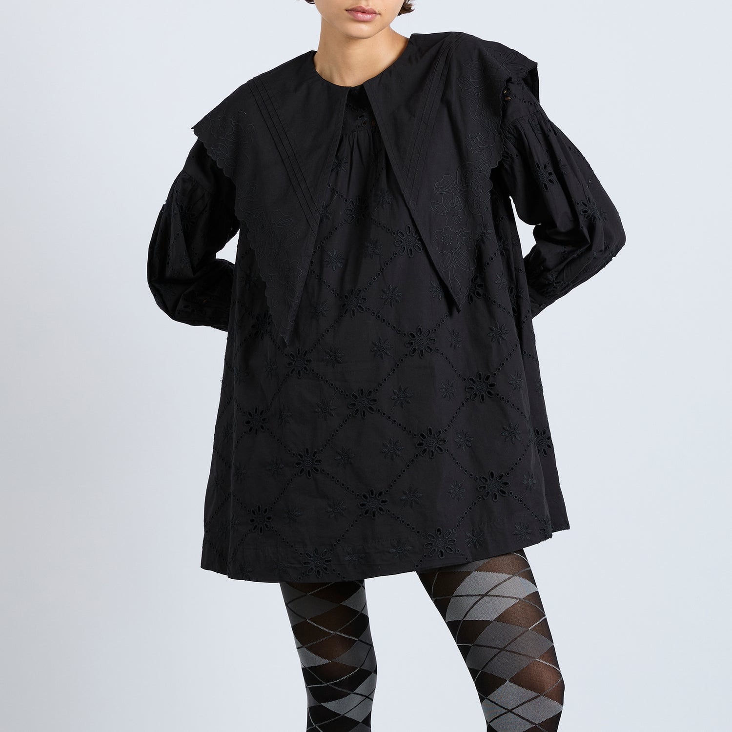 Damson Madder Candice Cotton-Poplin Collared Mini Dress