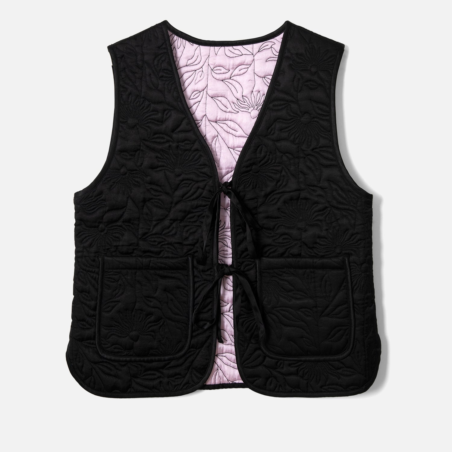 Damson Madder Arte Embroidered Quilted Shell Gilet
