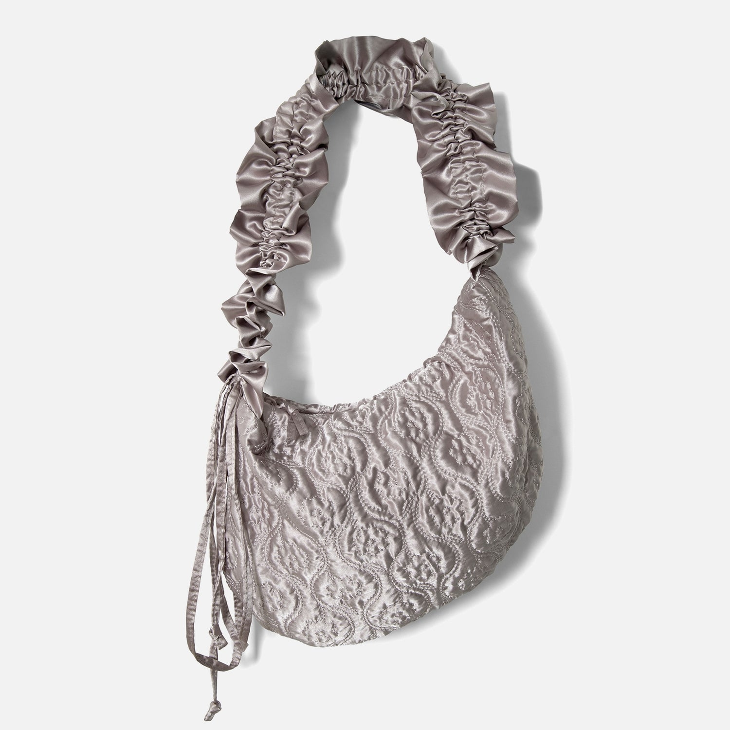 Damson Madder Ruched Satin Kidney Bag