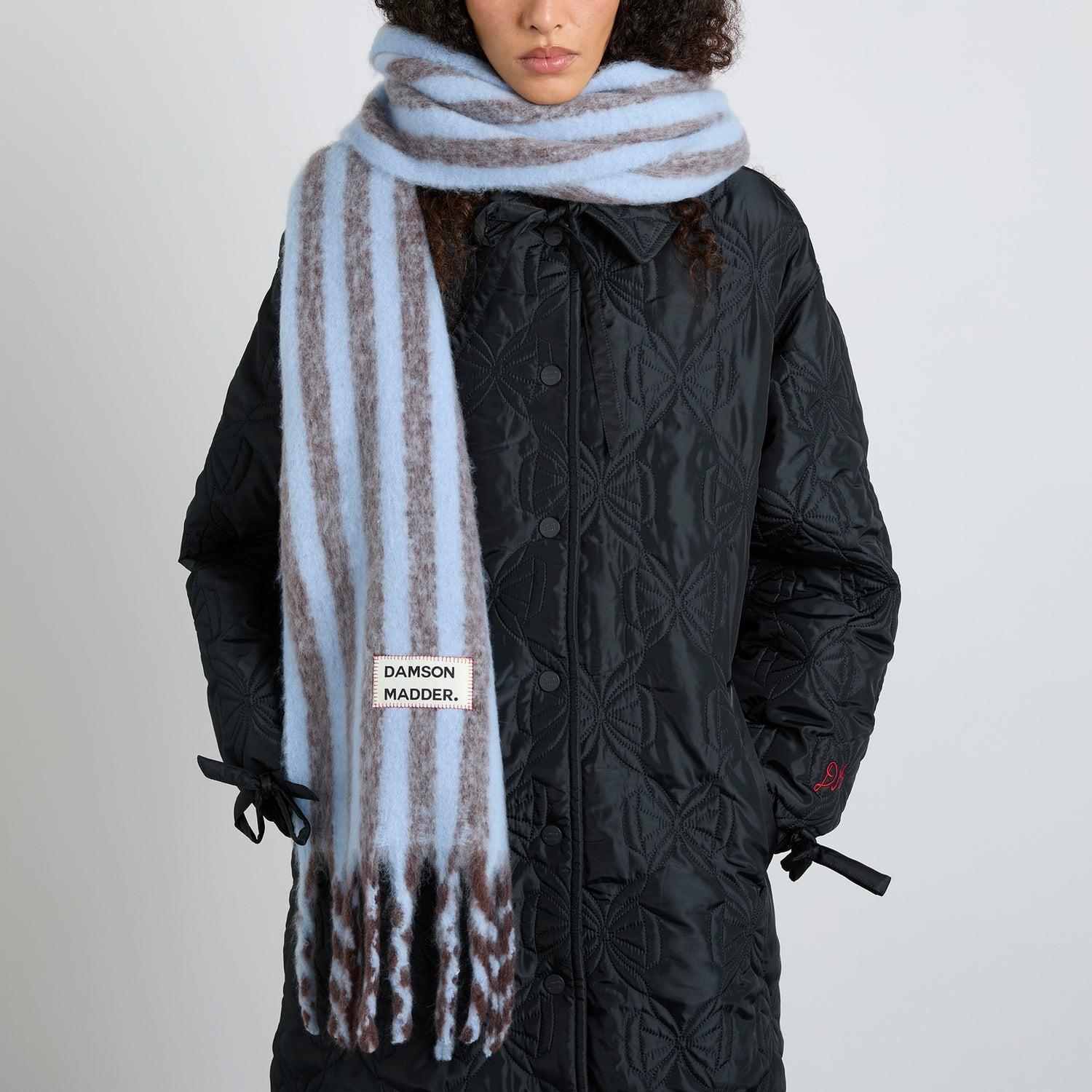Damson Madder Fluffy Striped Knit Scarf