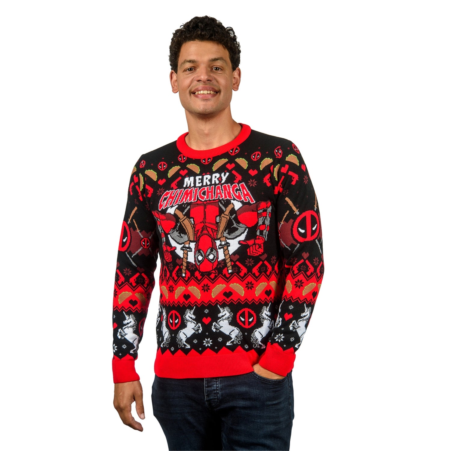 Deadpool Merry Chimichanga Knitted Christmas Jumper