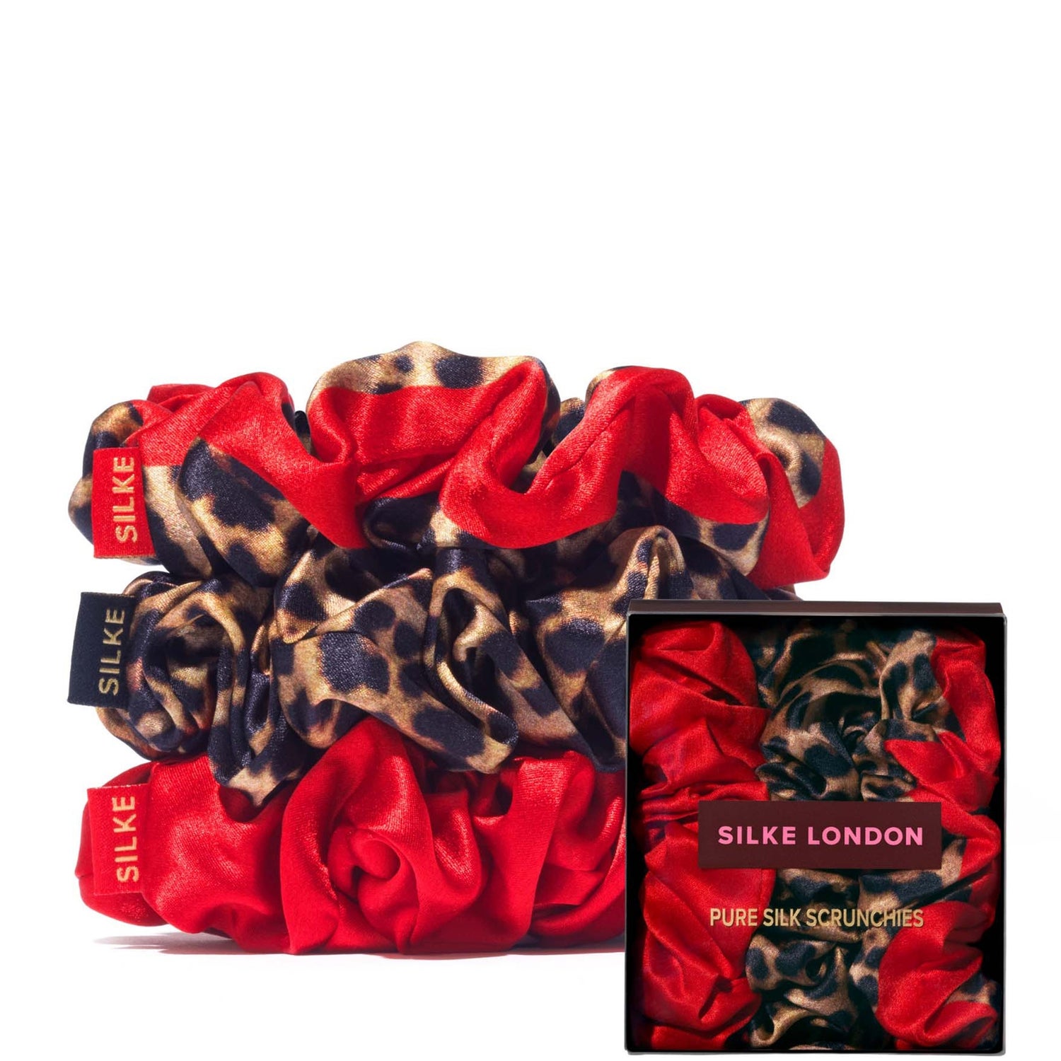 SILKE London Hair Scrunchies - Leopard Red