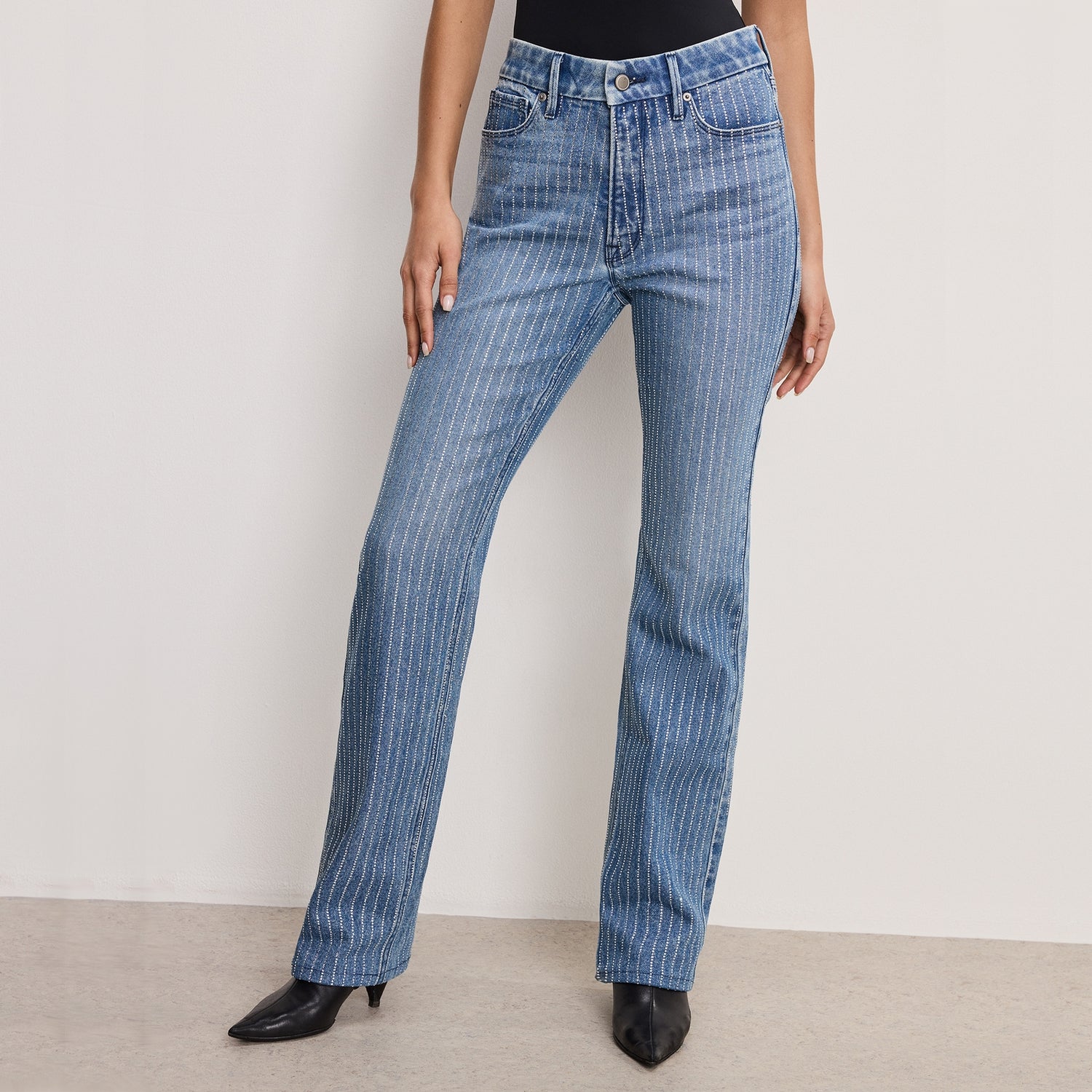 Good American Good Icon Rhinestone Denim Jean - UK 10