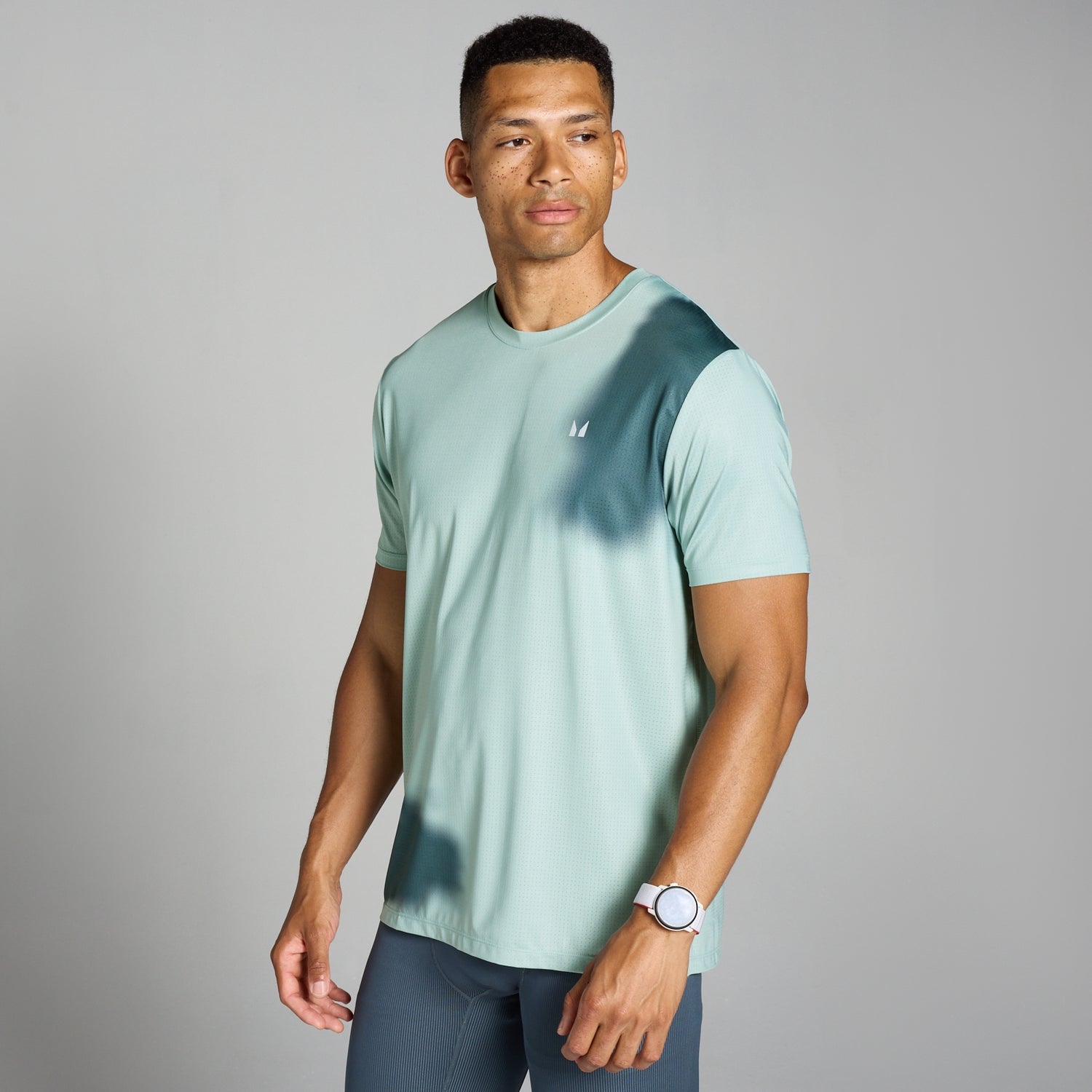MP Men's Velocity Mesh Print T-Shirt - Grey Mist - XS