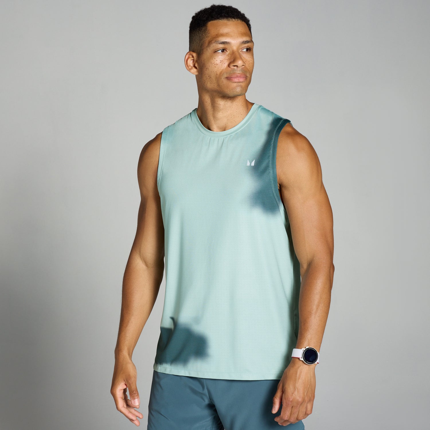 MP Men's Velocity Mesh Print Tank - Grey Mist - XS