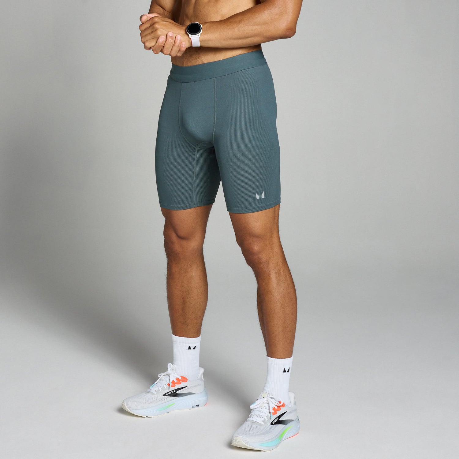 MP Men's Velocity Contrast Ribbed Baselayer Shorts - Dark Slate - XS