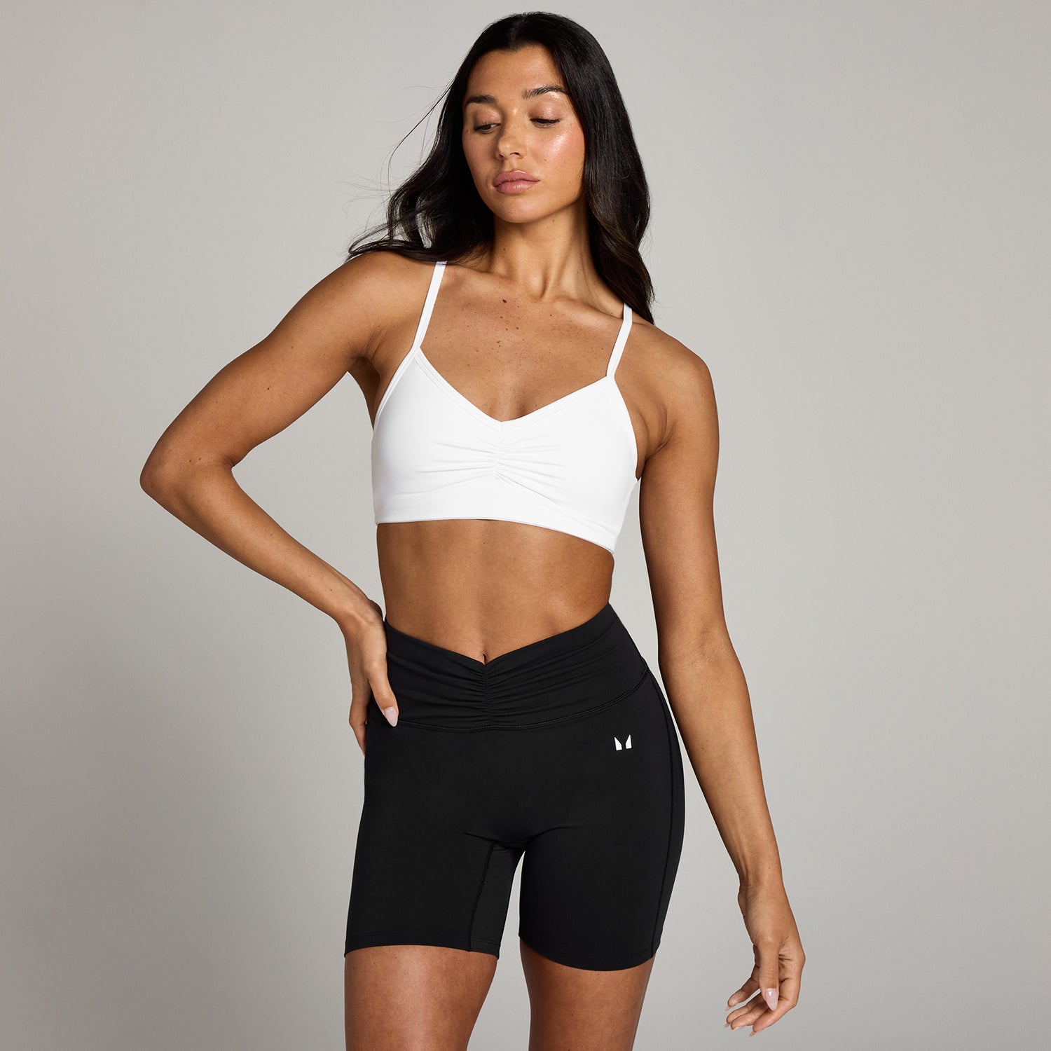 MP Women's Tempo Ruched Front Sports Bra - White - L