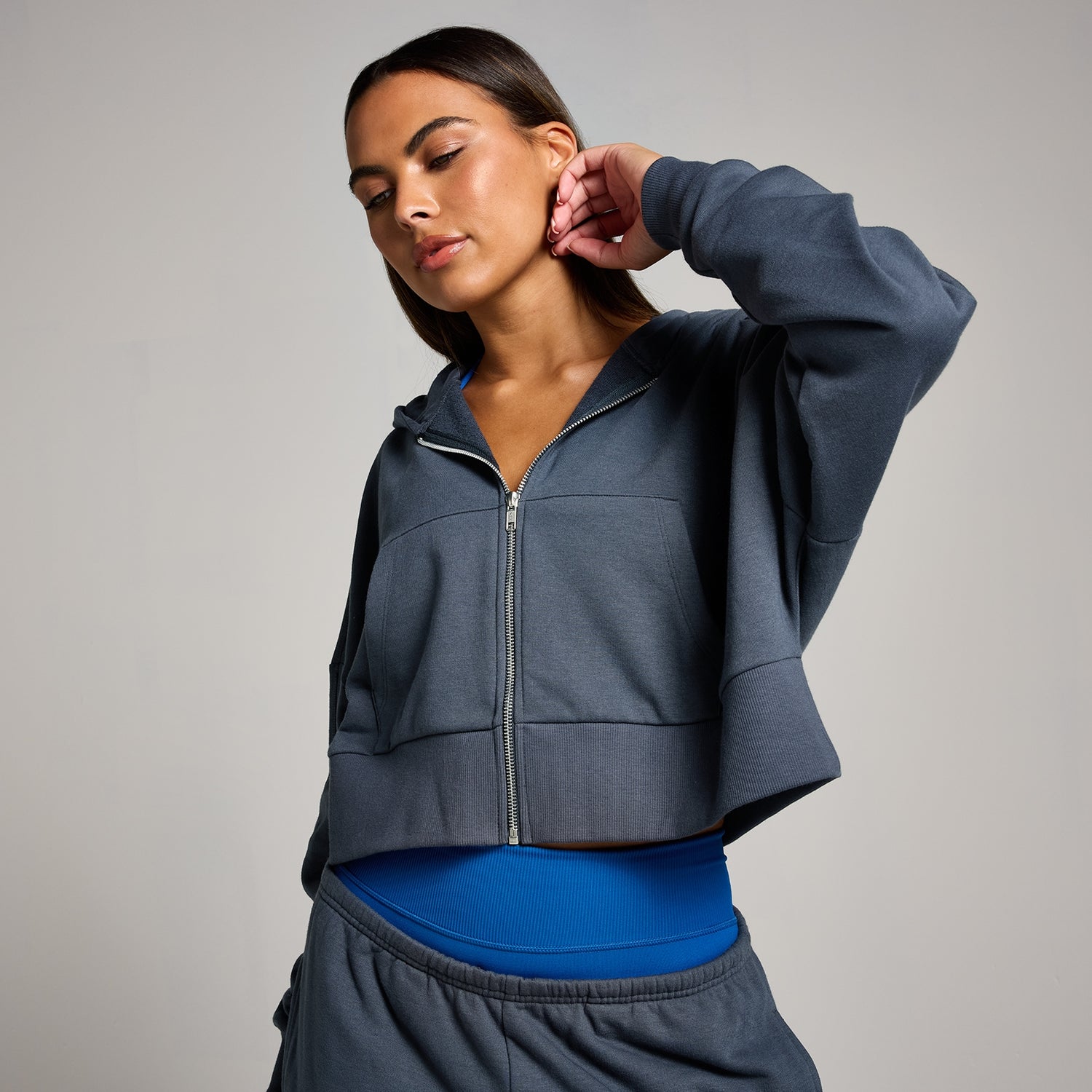 MP Women's Tempo Cropped Zip Through Hoodie - Midnight - XS