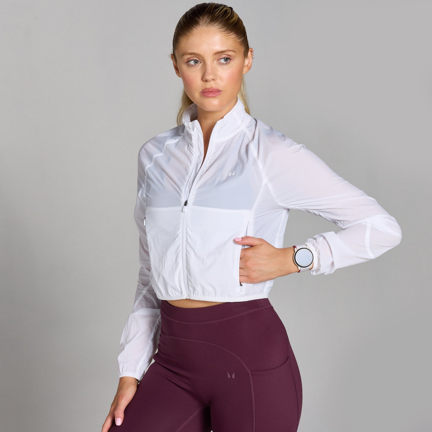 MP Women's Velocity Slim Fit Cropped Windbreaker - White - XS